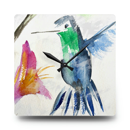 Reloj de pared acrílico de colibrí flotante 
