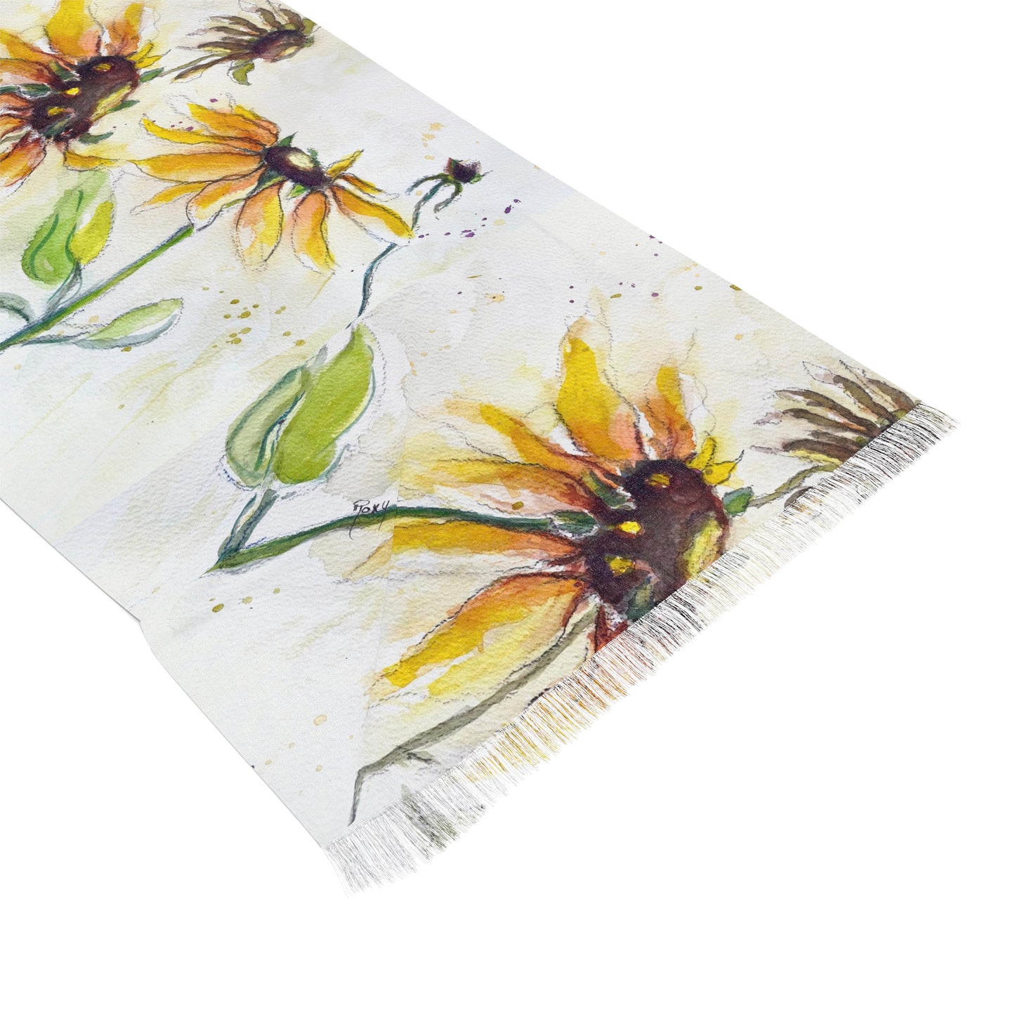 Colorful Scarf — Artistic Lightweight Neck Wrap- Autumn Sunflowers