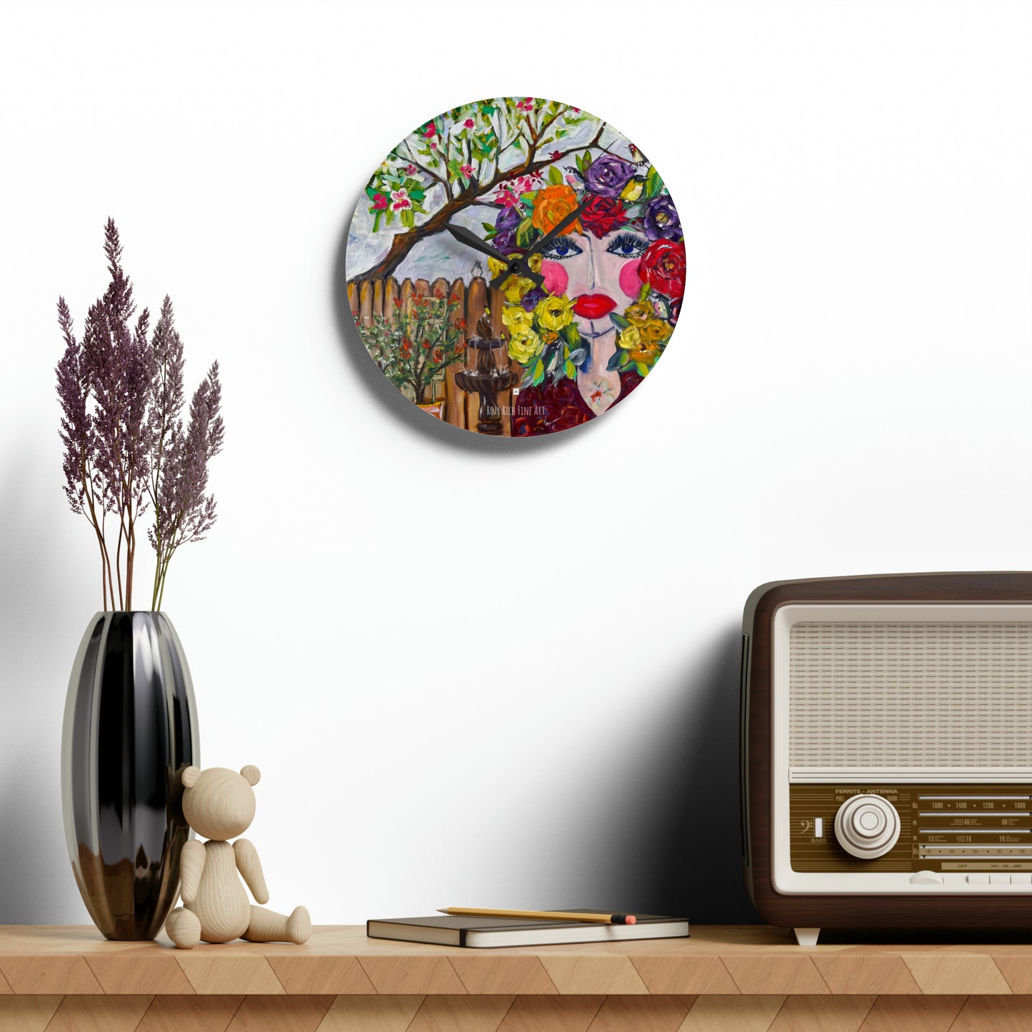 Birds and Blossoms Acrylic Wall Clock