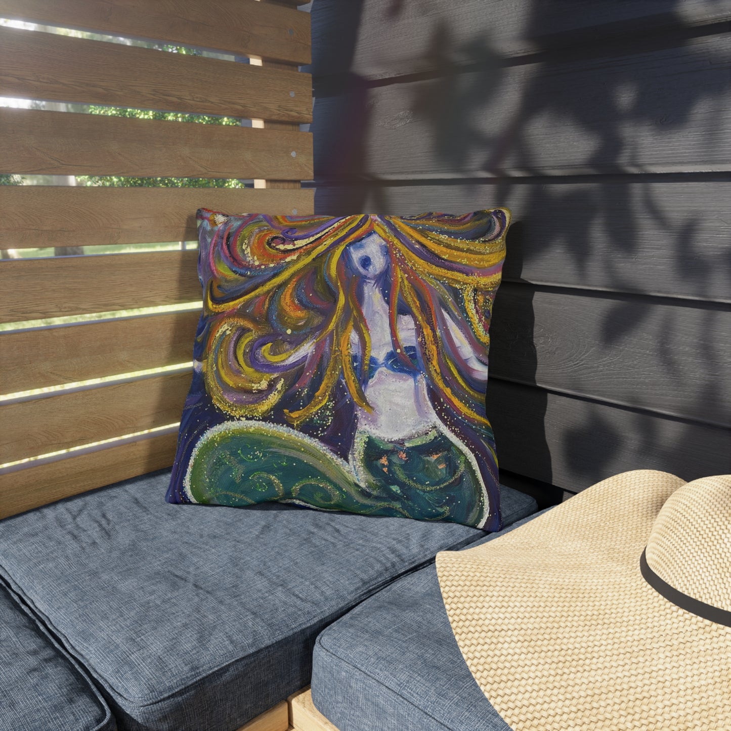 Screaming Siren (Mermaild) Outdoor Pillows