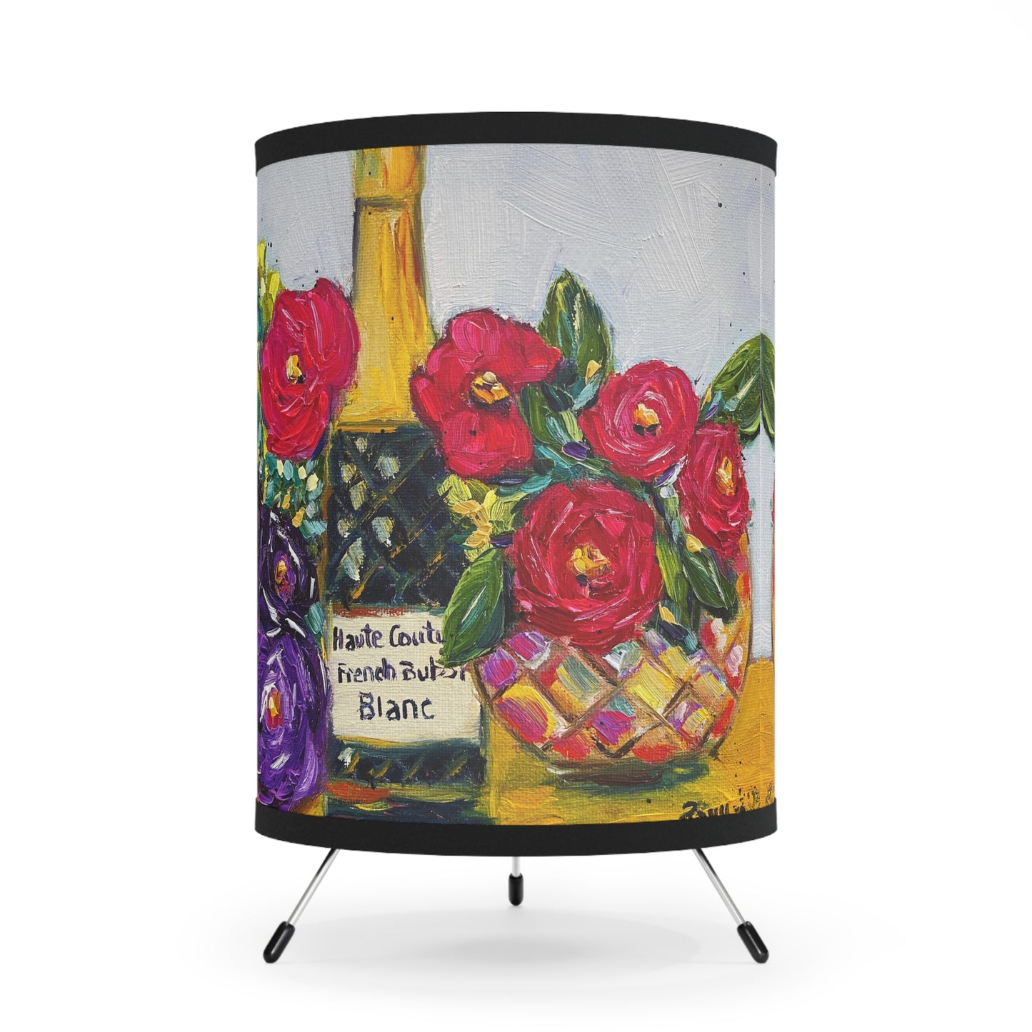 French Bubbles-Champagne and Roses- Tripod Lamp