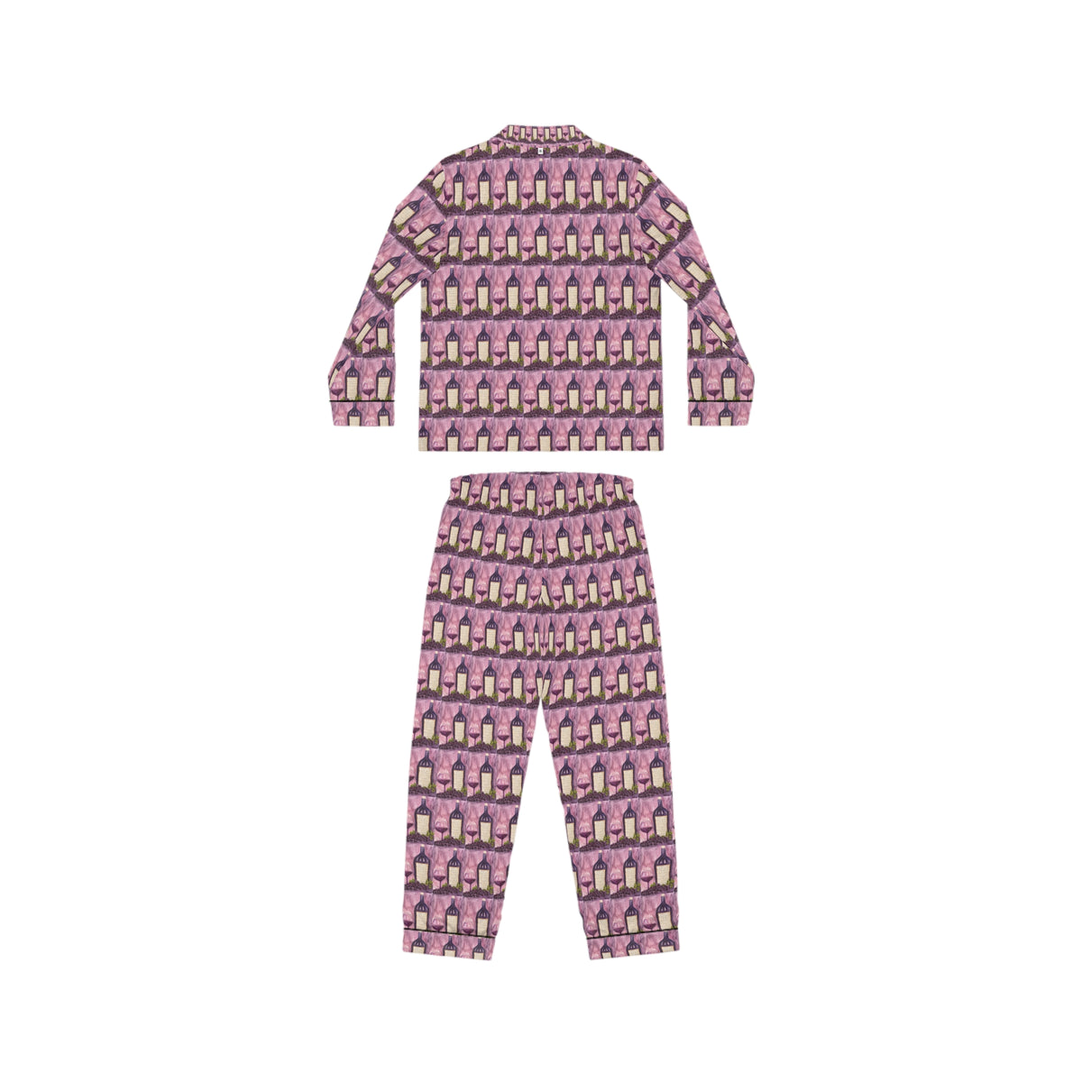 Satin Pajamas — Luxurious Silky Sleepwear Set- Porta Accanto Tempranillo-GBV Wine and Clique Glass