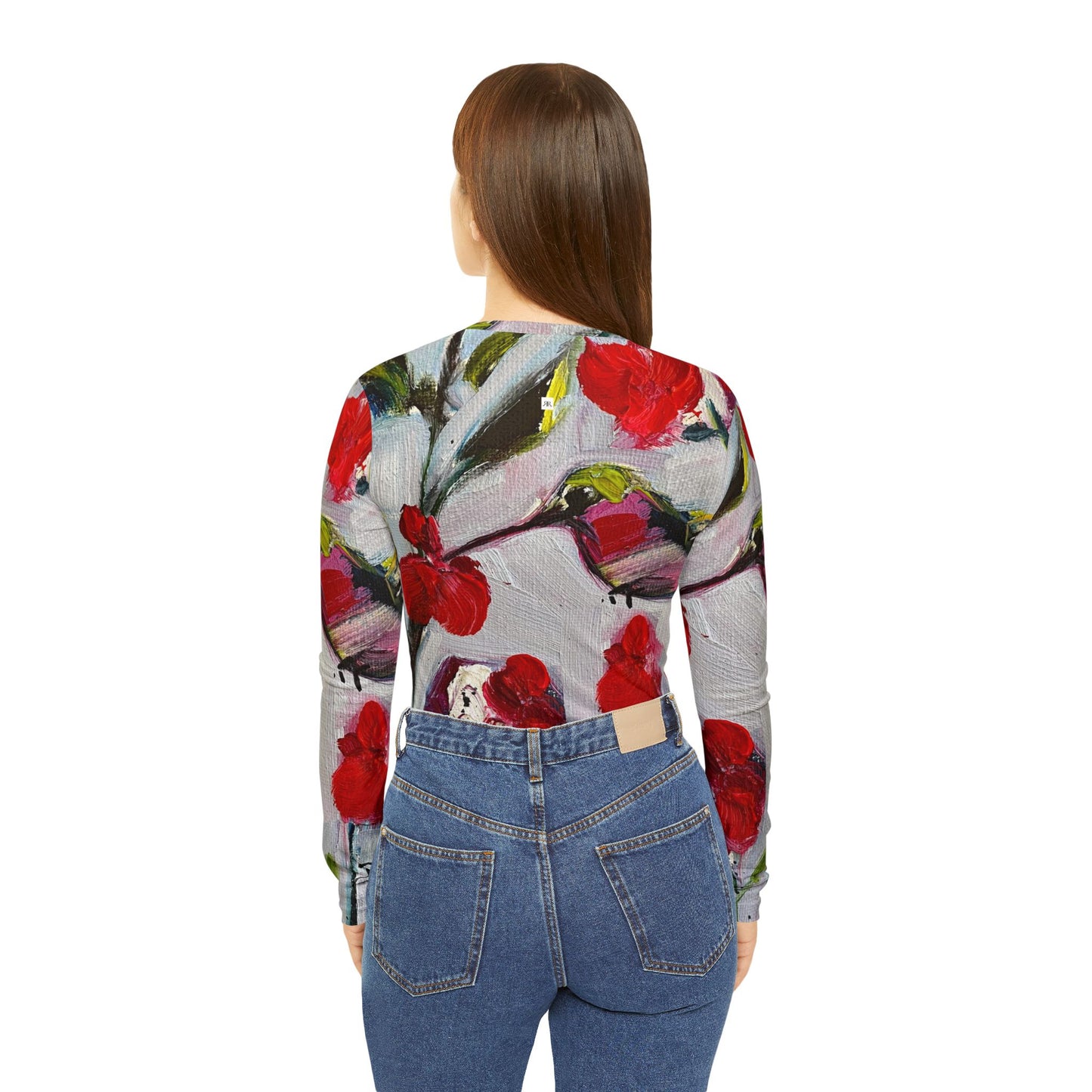 Long Sleeve Shirt-Hot lips Hummingbird- V-neck Women's