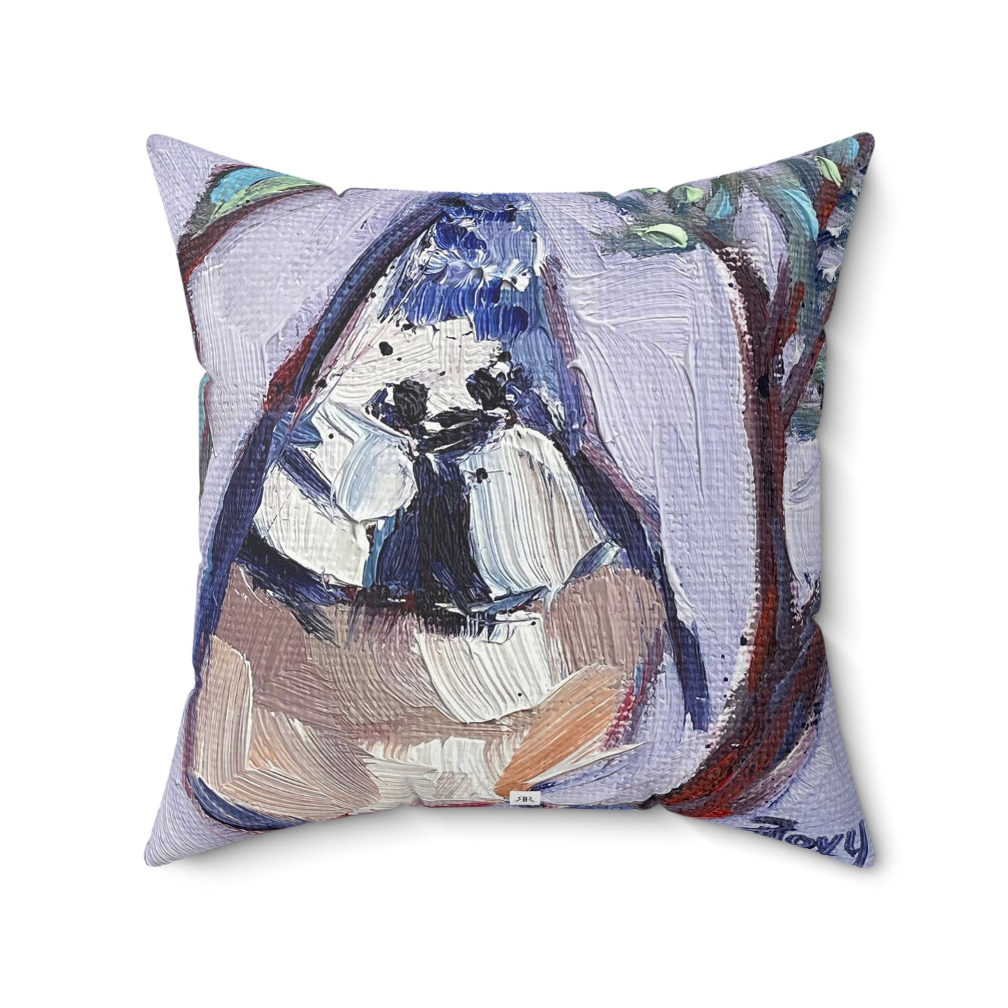 Fat Little Crested Tit Indoor Spun Polyester Square Pillow