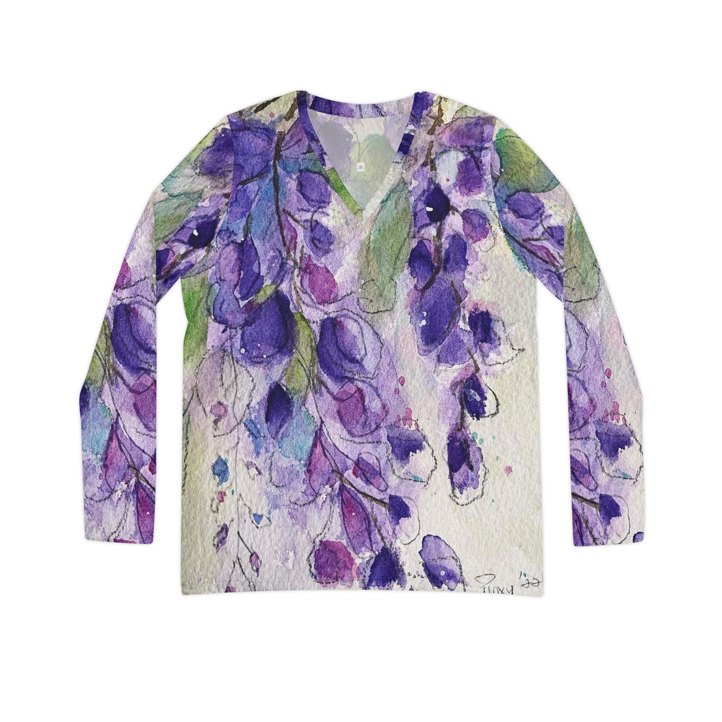 Long Sleeve Shirt-Purple Wisteria- V-neck Women's