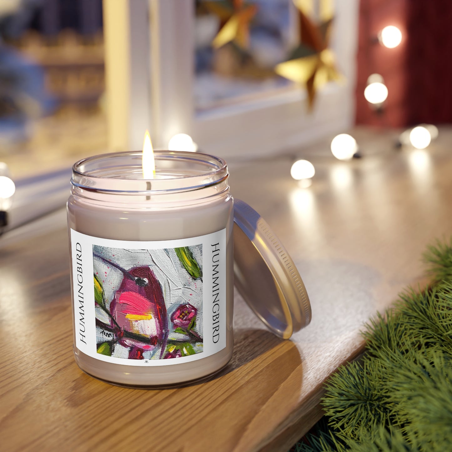 Hummingbird 9oz Scented Soy Candle — Floral & Fresh Aromas, White Lid