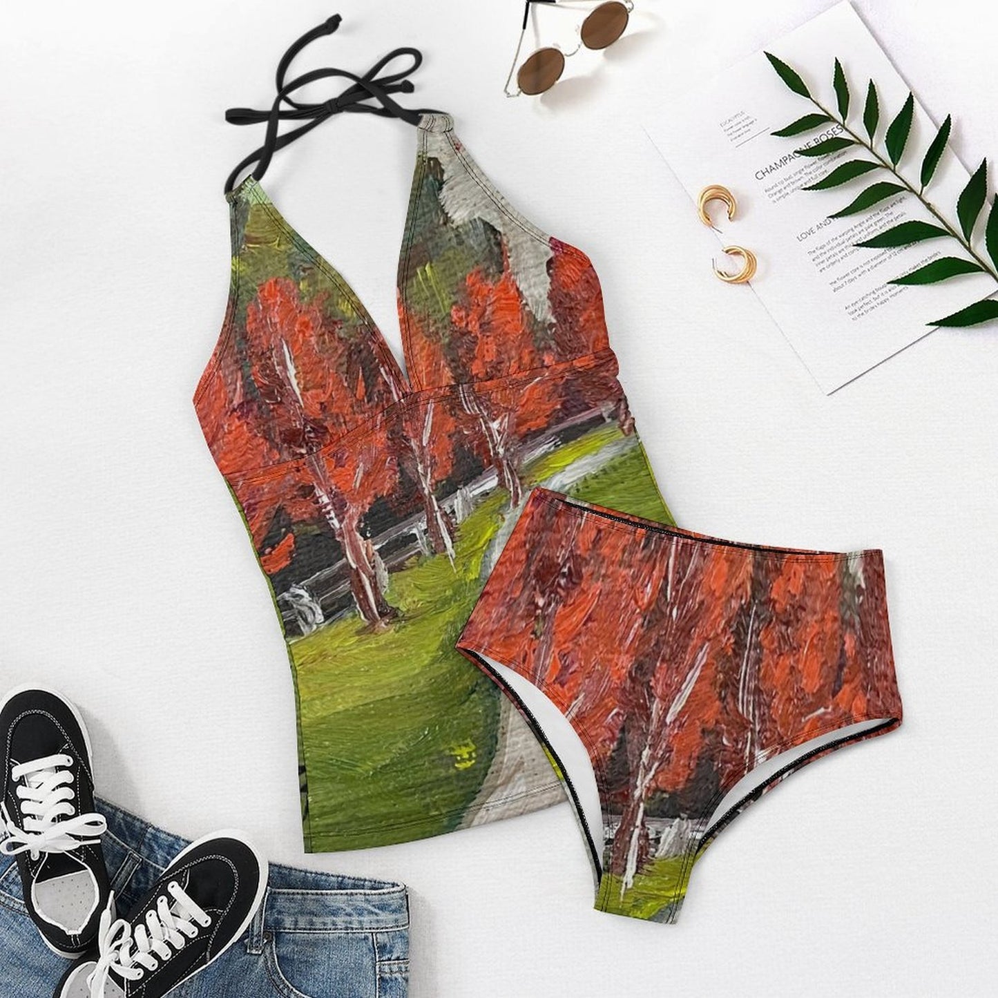 Maples Slim Fit Tankini Split Swimsuit