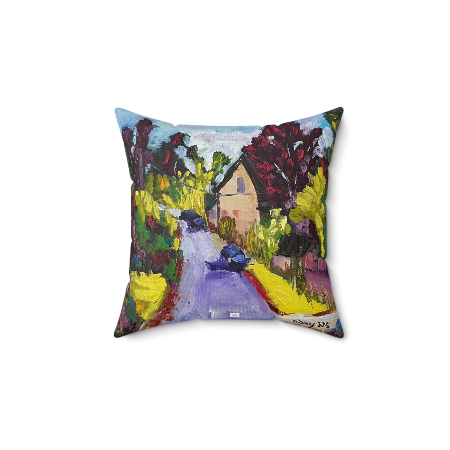 Indoor Spun Polyester Square Pillow-Passing Through Whitney-Cotswolds