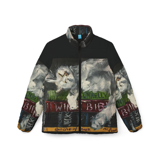 Women's Puffer Jacket - Roxy Rich Fine Art -Bibiliocat Cat Sleeping on Books