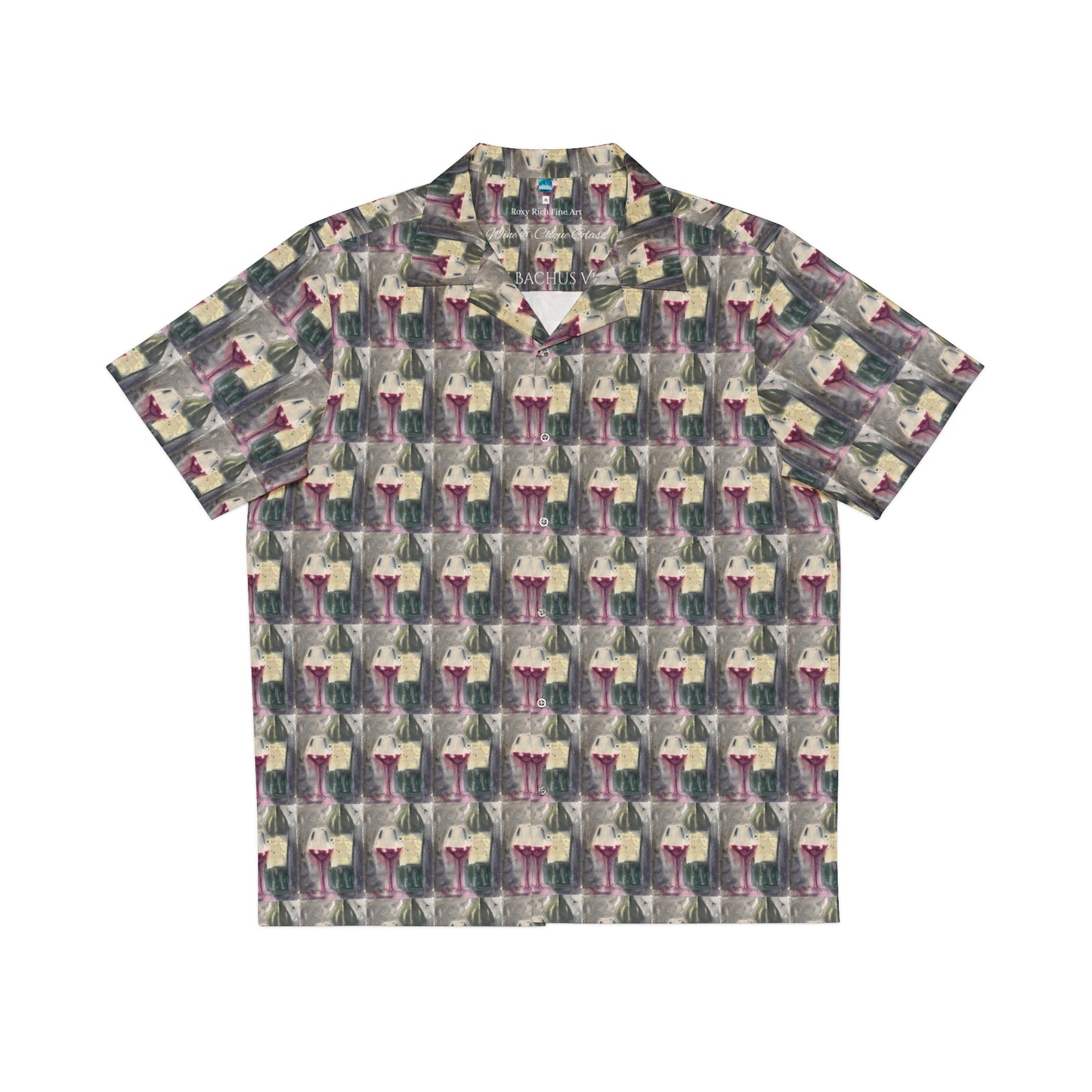Gershon Bachus Vintners Wine & Clique Glass Pattern-Men's Hawaiian Shirt — Elegant Wine Lover Souvenir Gift-