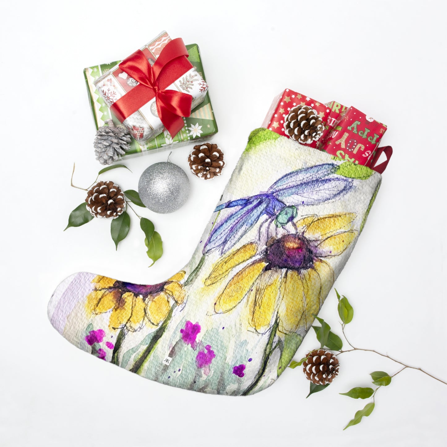 Blue Dragonfly Christmas Stocking