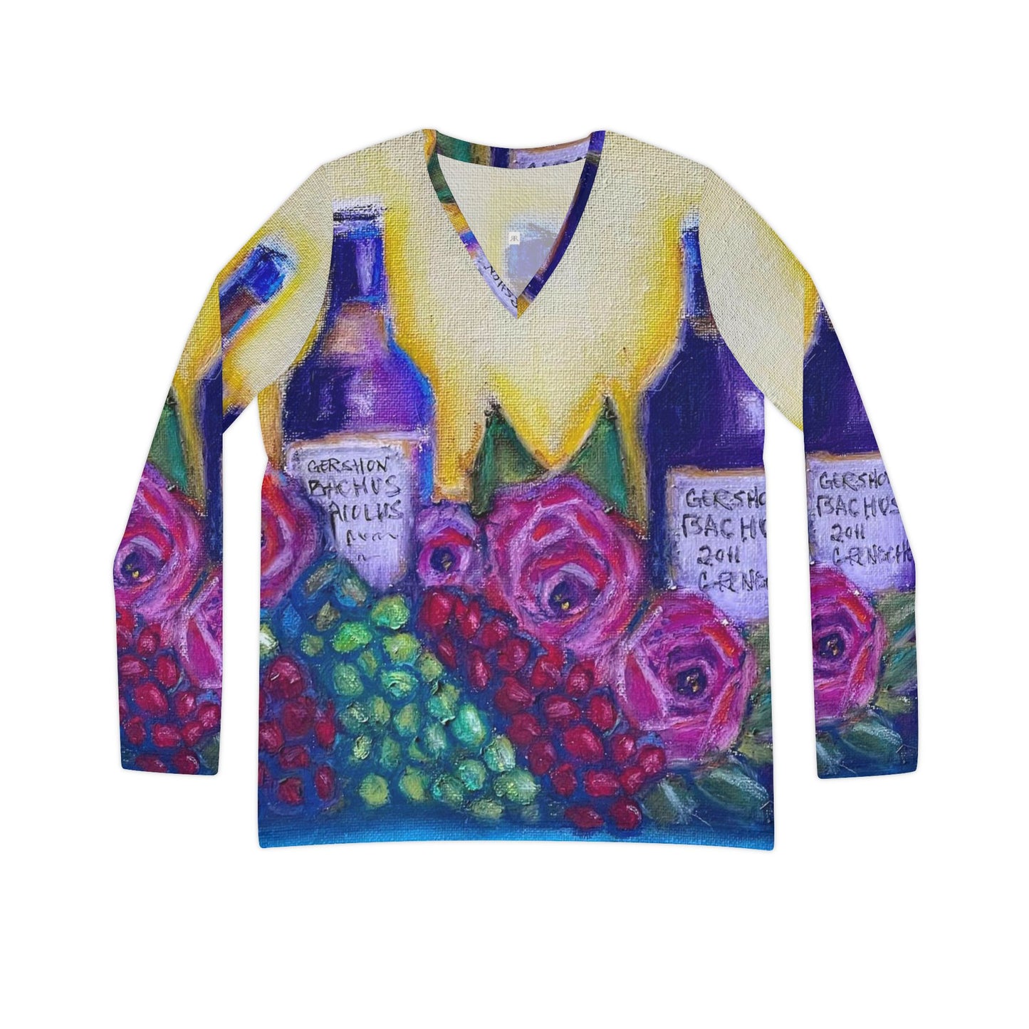 Long Sleeve Shirt-GBV Wine and Roses- V-neck Women's