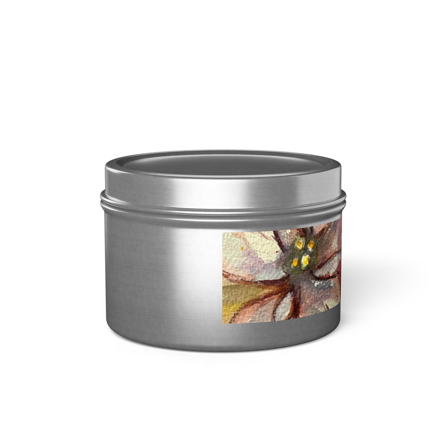 Tin Candle-Poinsettias