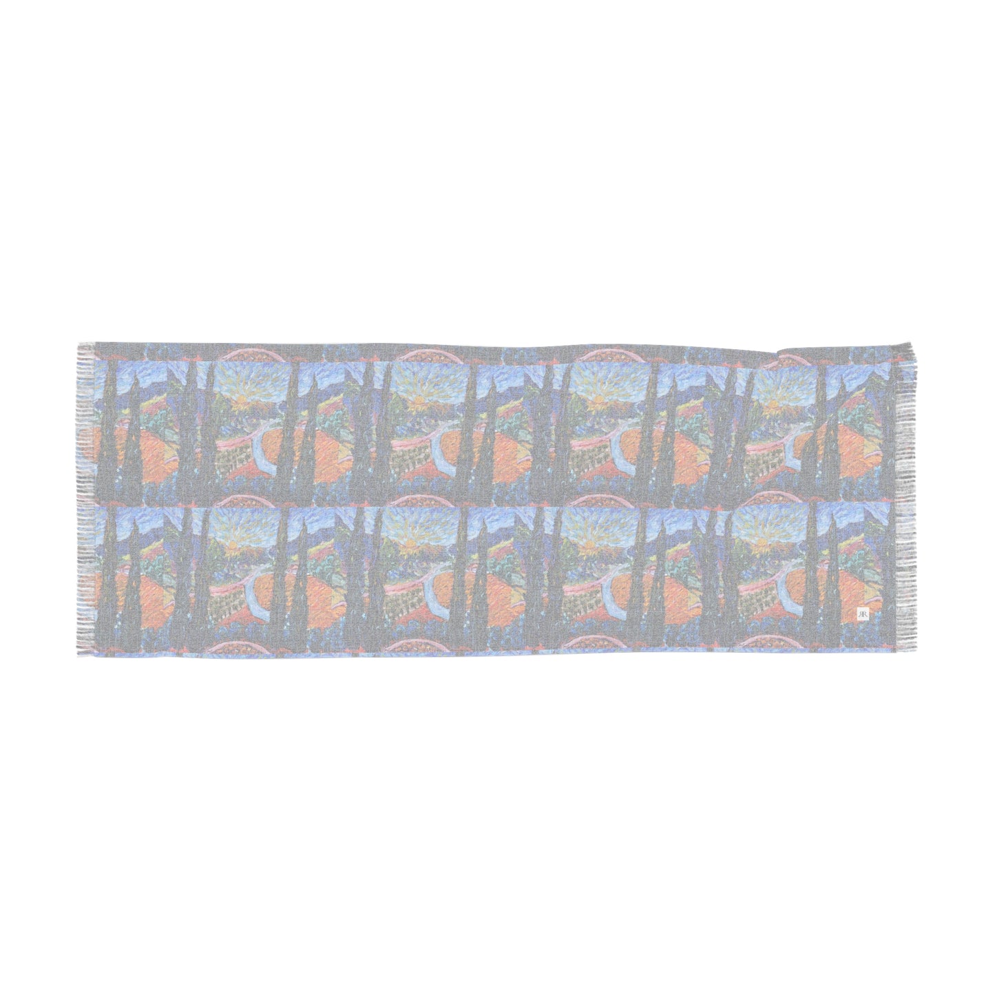 Colorful Scarf — Artistic Lightweight Neck Wrap- Sunny Cypresses -Robert Renzoni Temecula