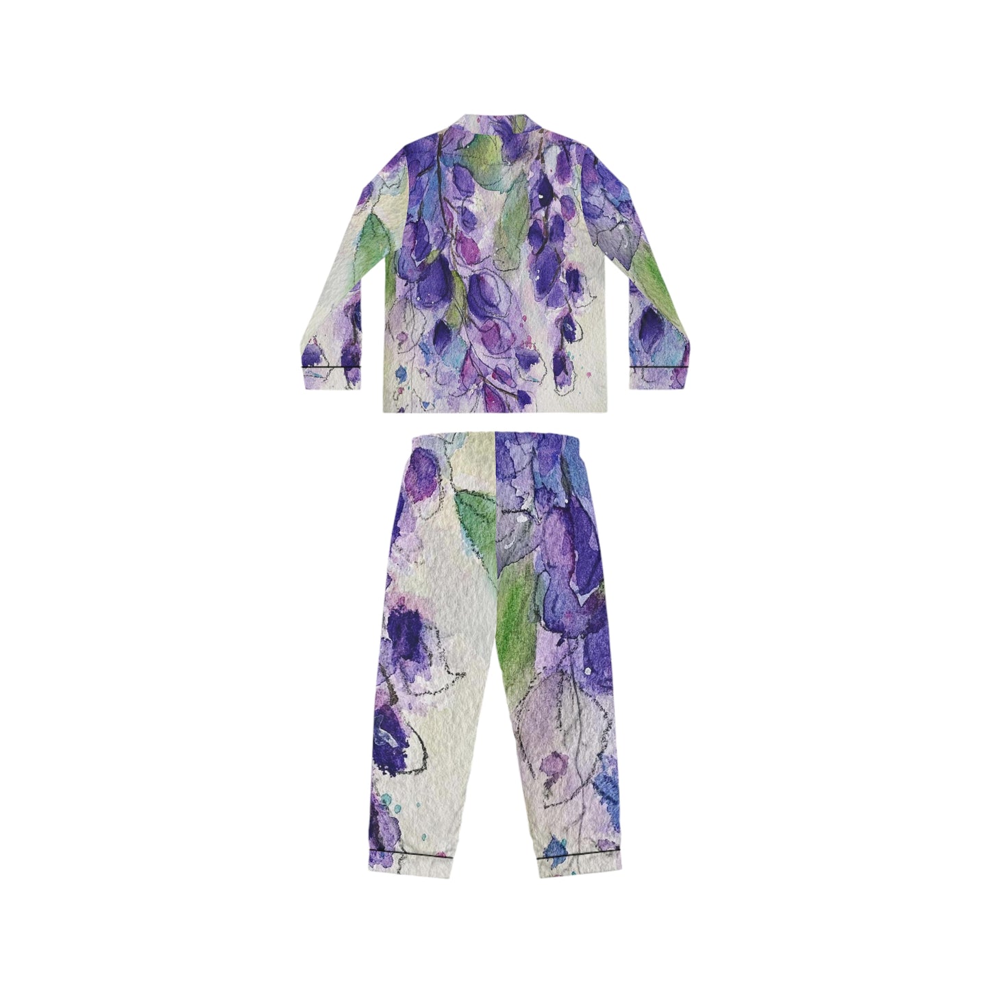 Satin Pajamas - Purple Wisteria Floral Print