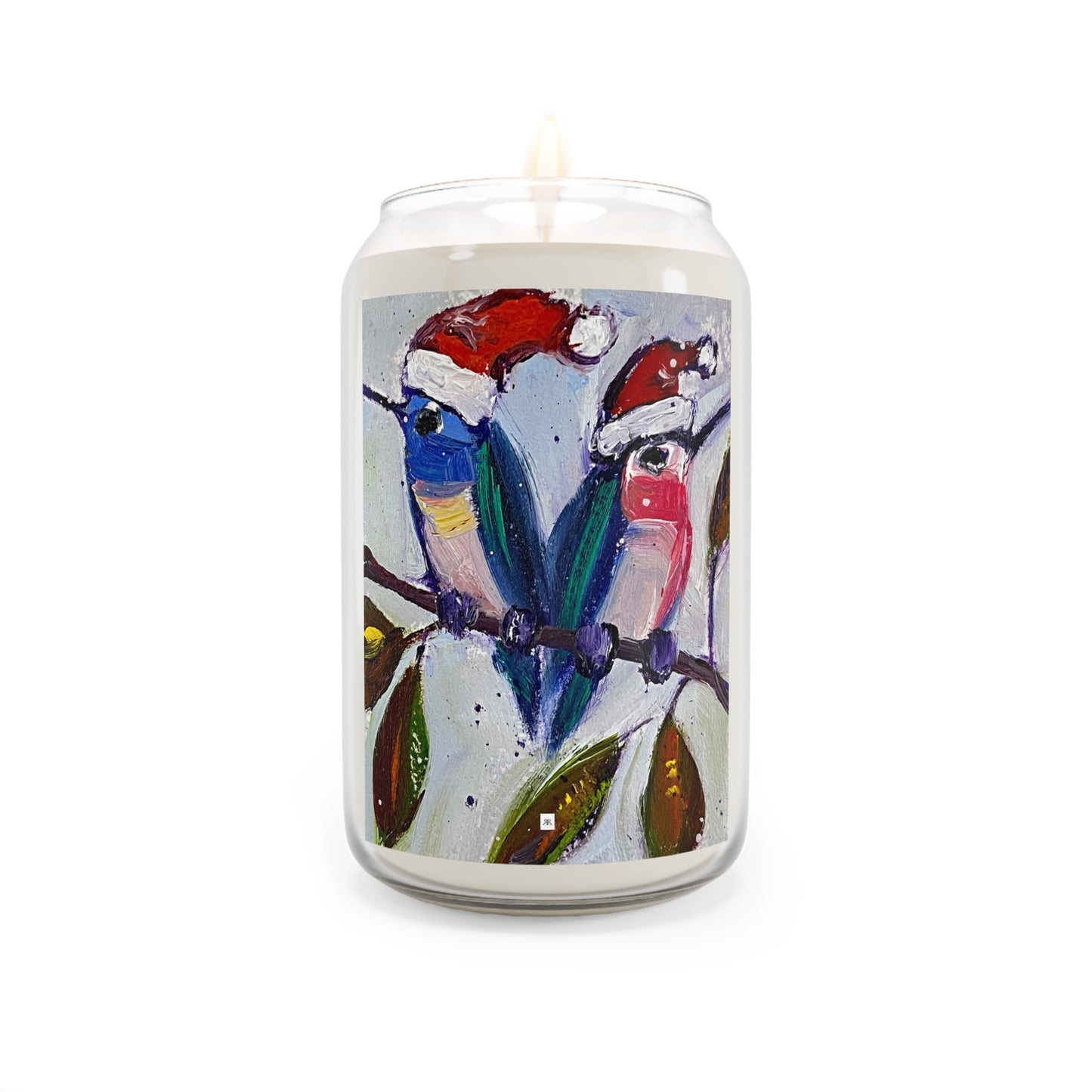 Holiday Hummingbirds in Santa Hats Scented Candle, 13.75oz