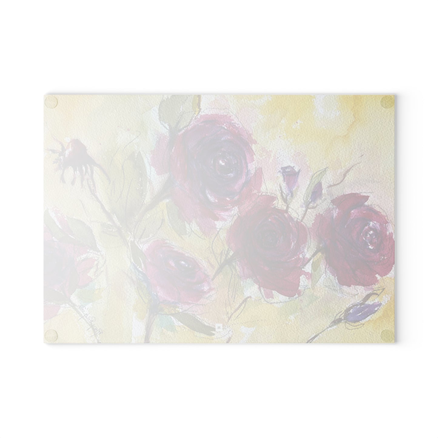 Fluffy Red Roses Glass Cutting Board