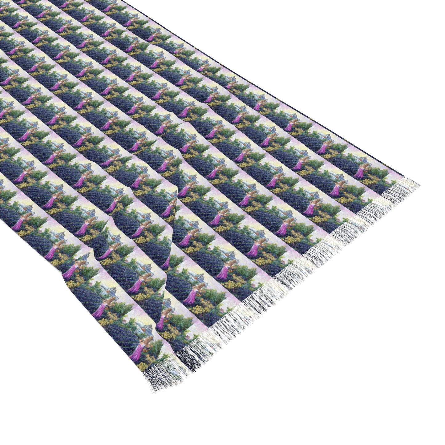 Copy of Colorful Scarf — Artistic Lightweight Neck Wrap- Girl in a Lavender Field Small Repeating Pattern