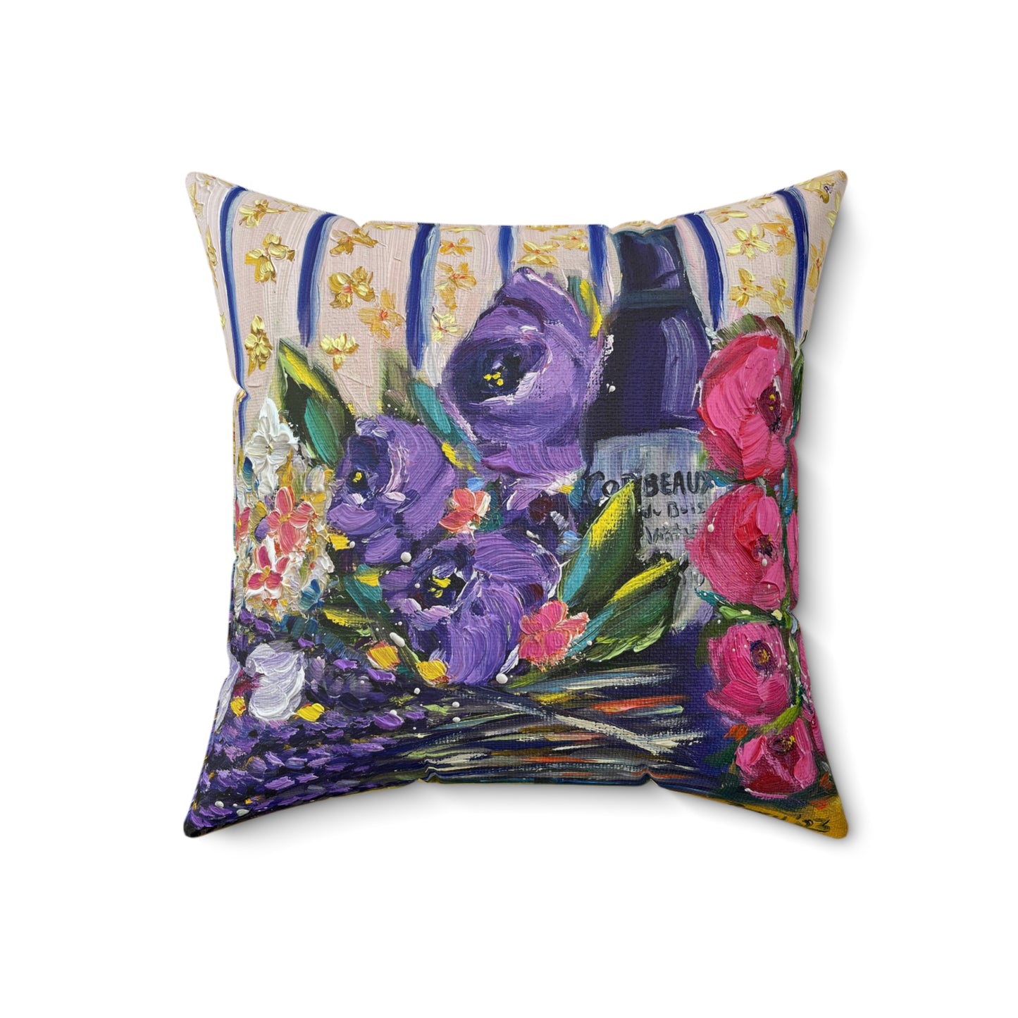 Wine and Lavender- Indoor Spun Polyester Square Pillow