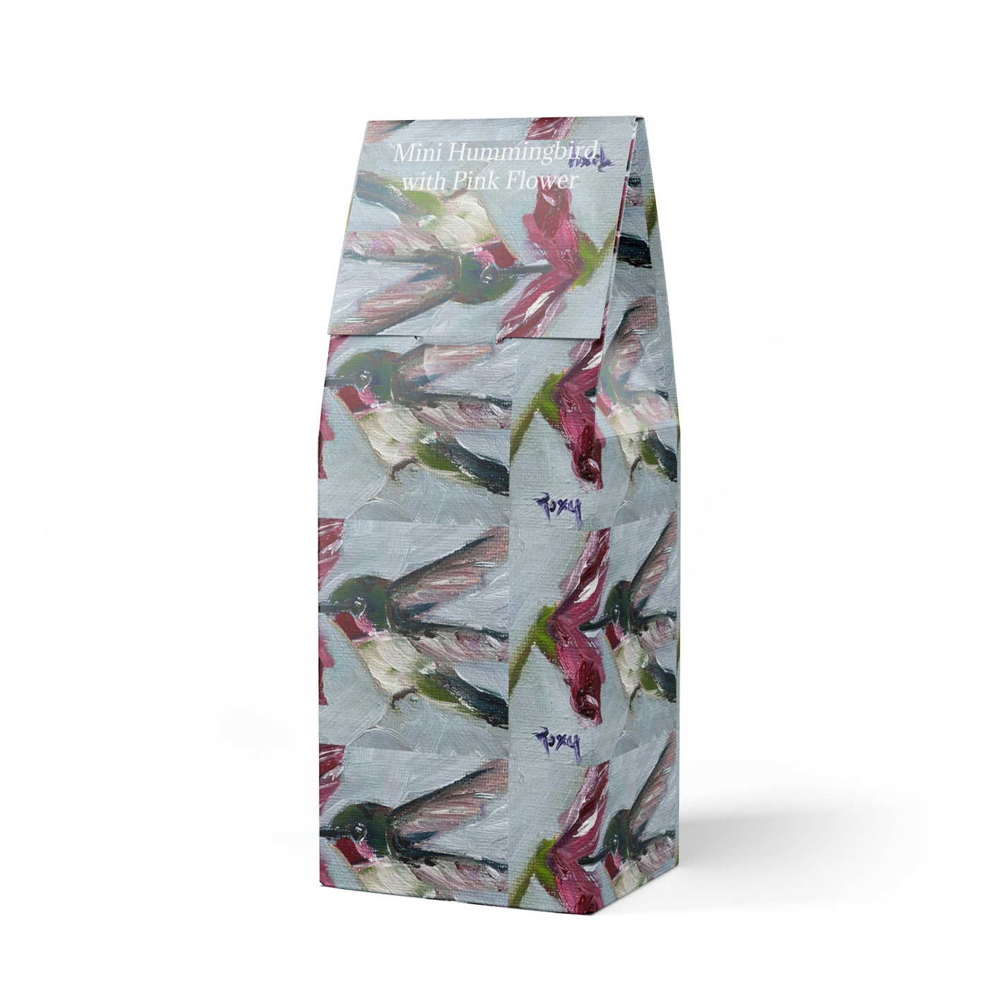 Mini Hummingbird with Pink Flower- Toasty Roast Coffee 12.0z Bag