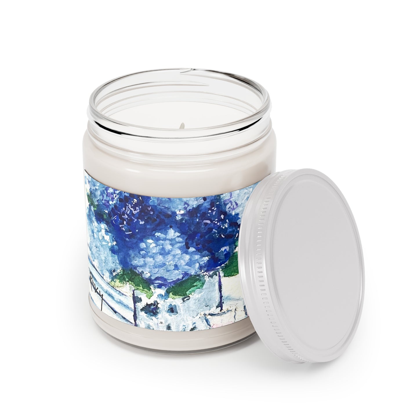 Vela perfumada de hortensias azules, 9 oz