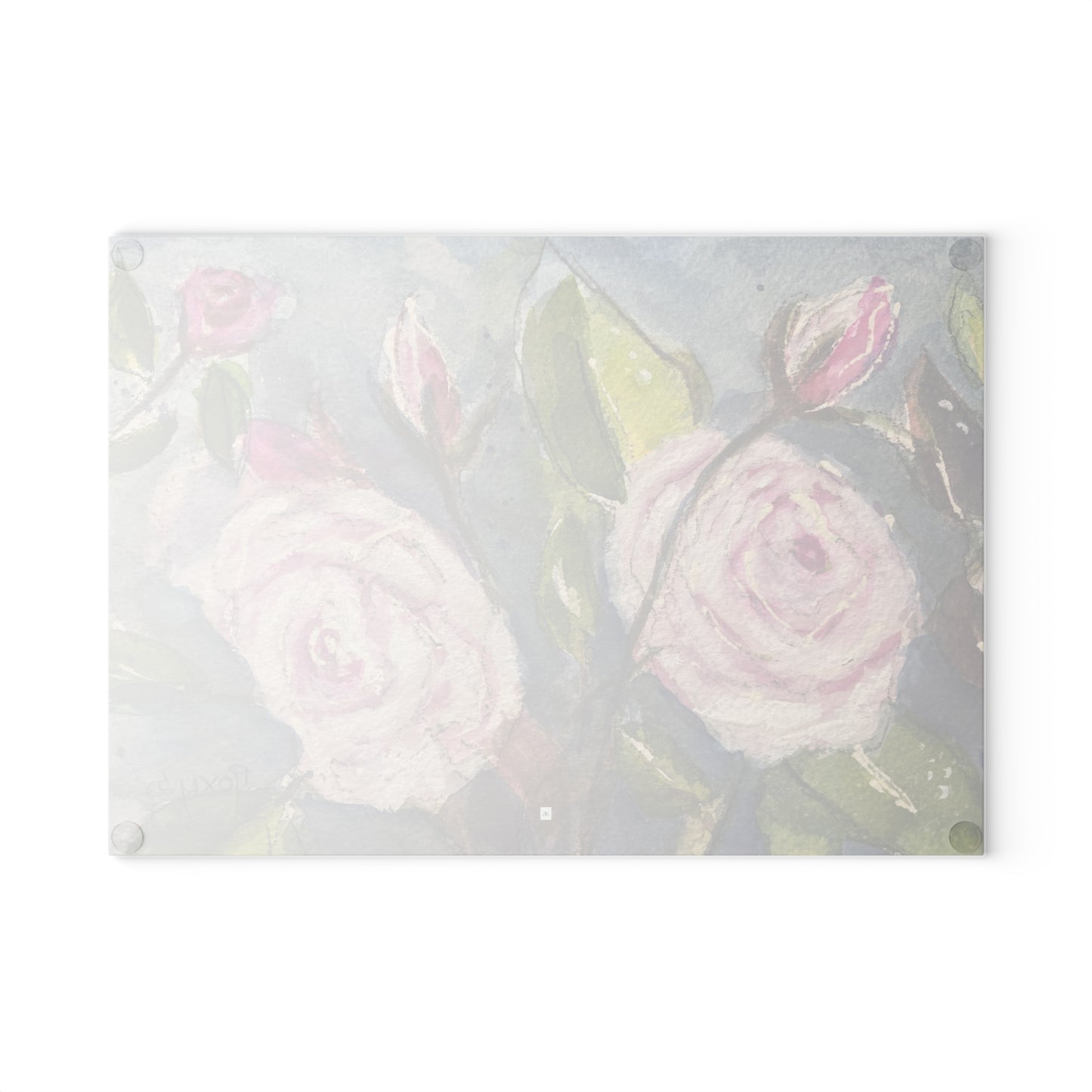 Fluffy White Roses Glass Cutting Board