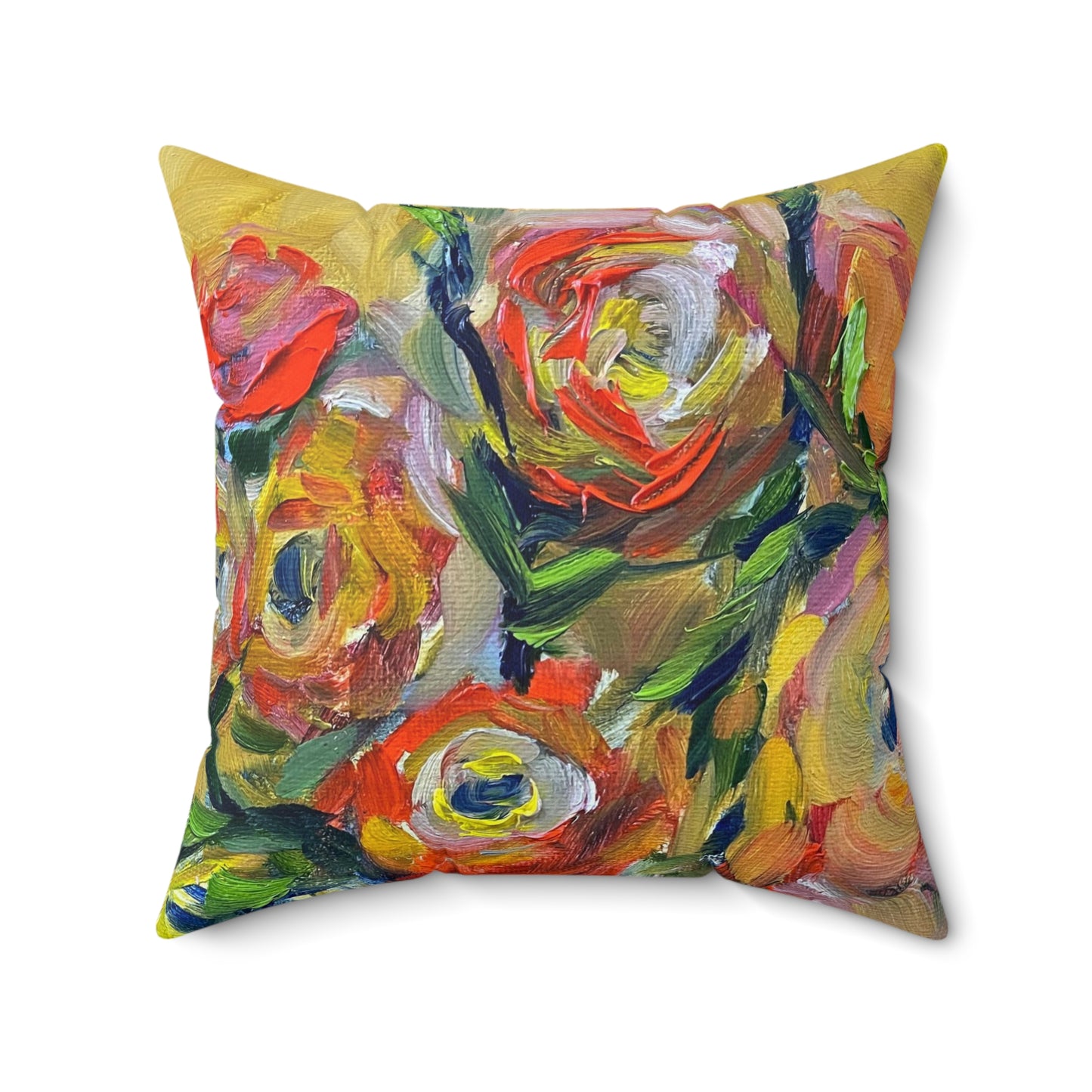 Beautiful Colors Shabby Roses Indoor Spun Polyester Square Pillow