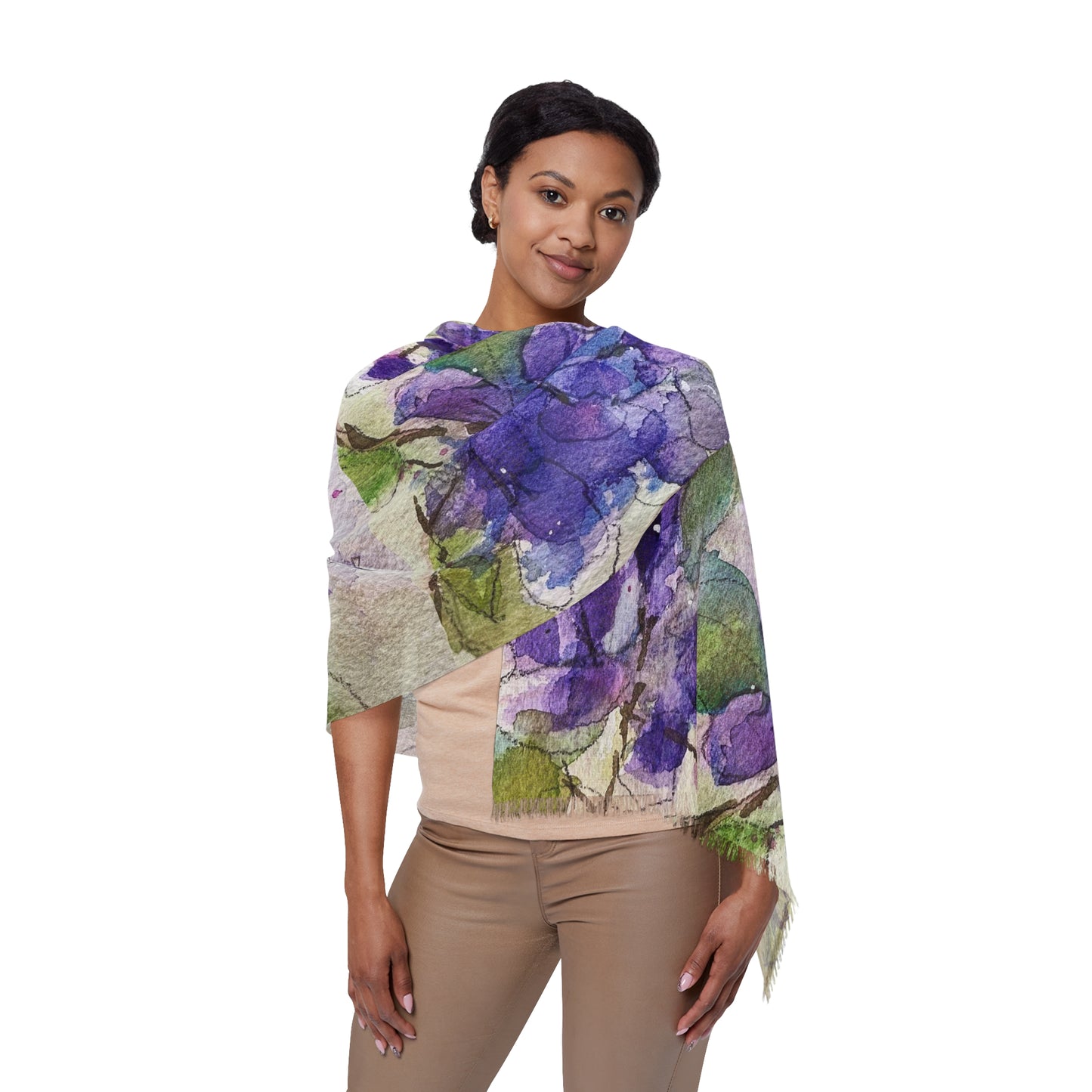Colorful Scarf — Artistic Lightweight Neck Wrap- Purple Wisteria