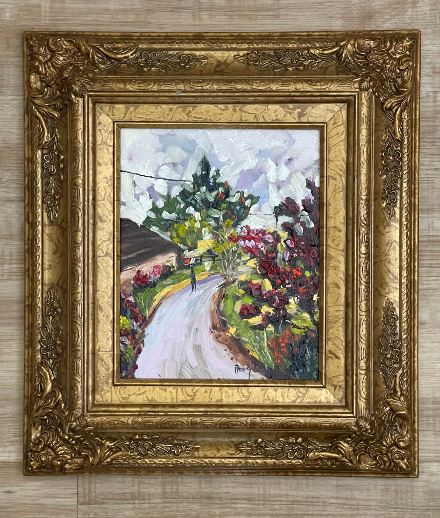 Dreamy Walk in Churchill-Cotswolds Original Oil Painting 8 x 10 Framed