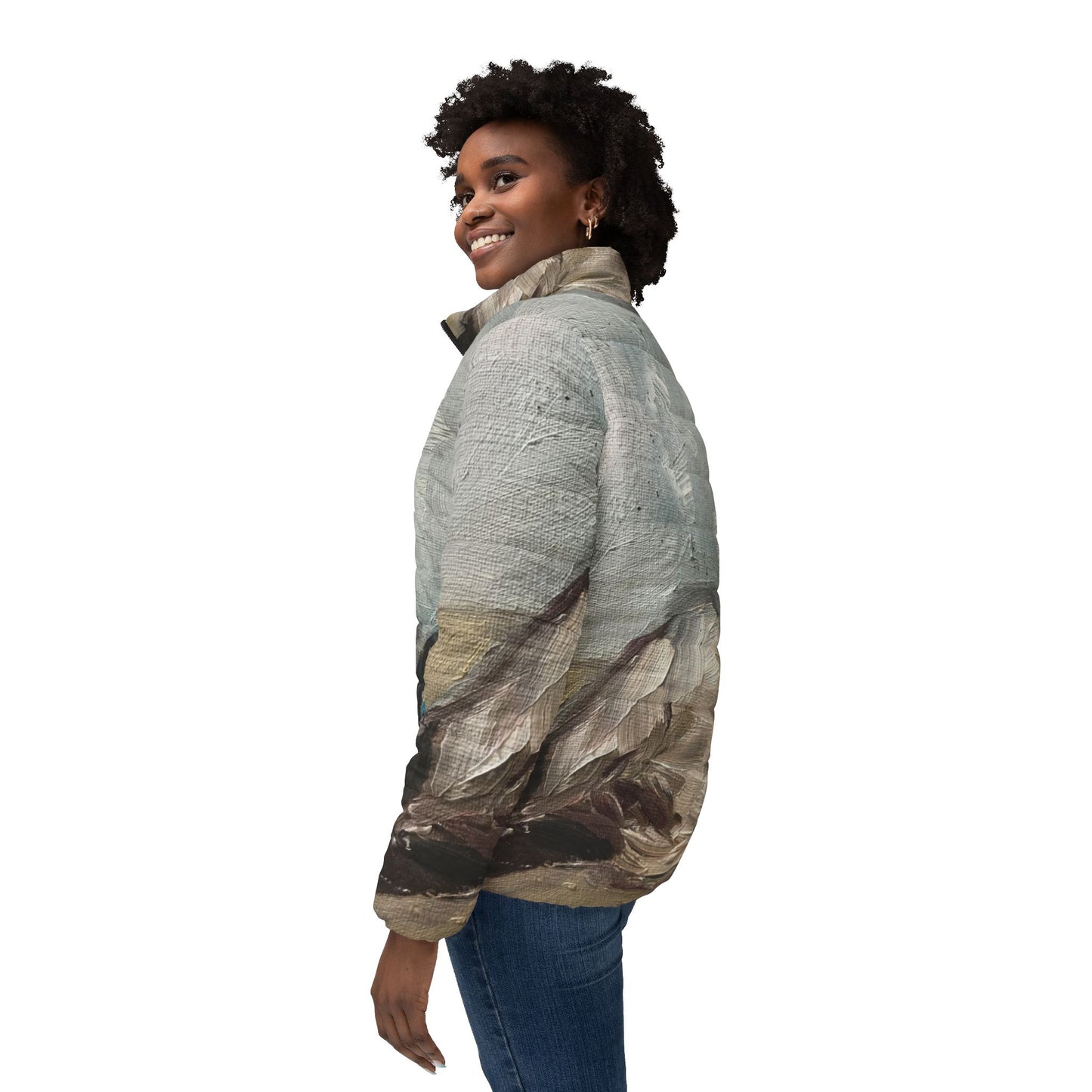 Women's Puffer Jacket - Roxy Rich Fine Art -Little Miss Innocent Siamese Cat