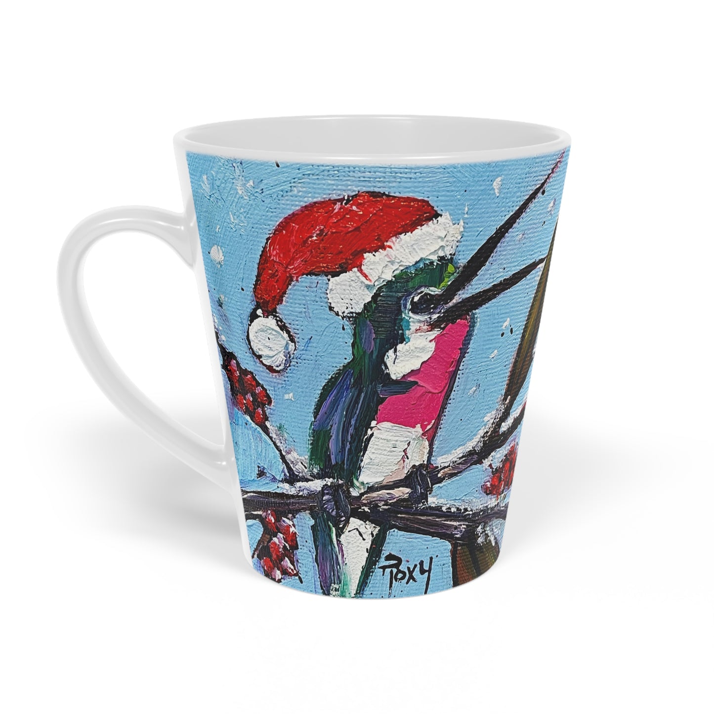 Merry & Bright Holiday Hummingbird Latte Mug, 12oz