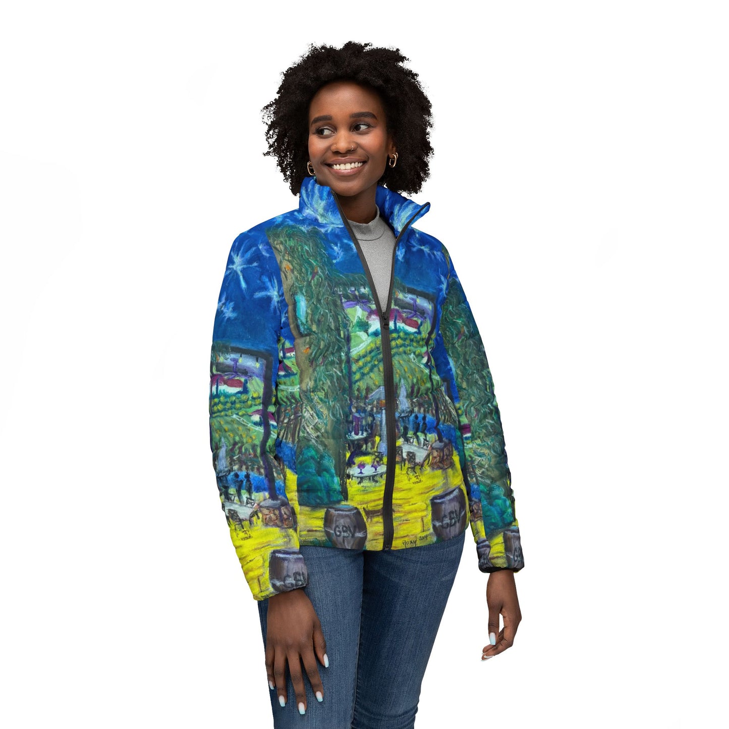 Women's Puffer Jacket - Roxy Rich Fine Art -Twilight in Temecula-GBV
