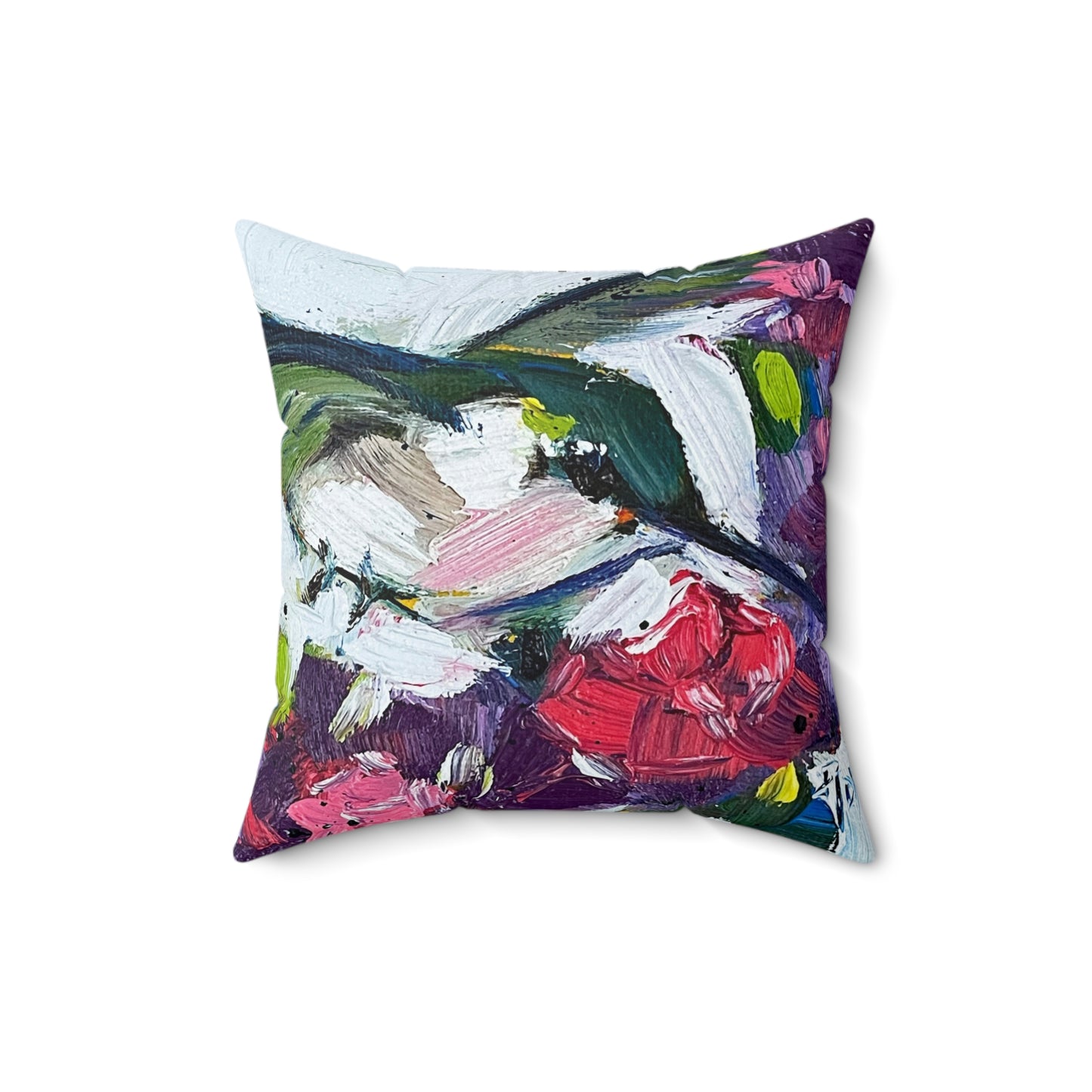 Happy Little Floater Hummingbird Indoor Spun Polyester Square Pillow