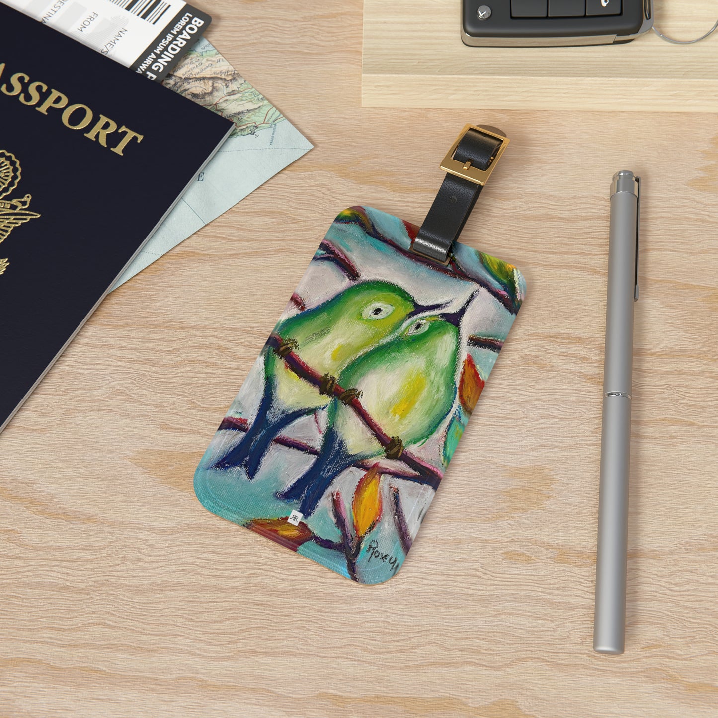 Cuddling Warbler Birds Luggage Tag