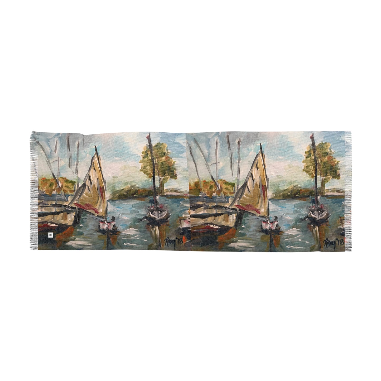 Colorful Scarf — Artistic Lightweight Neck Wrap- Harbor sail