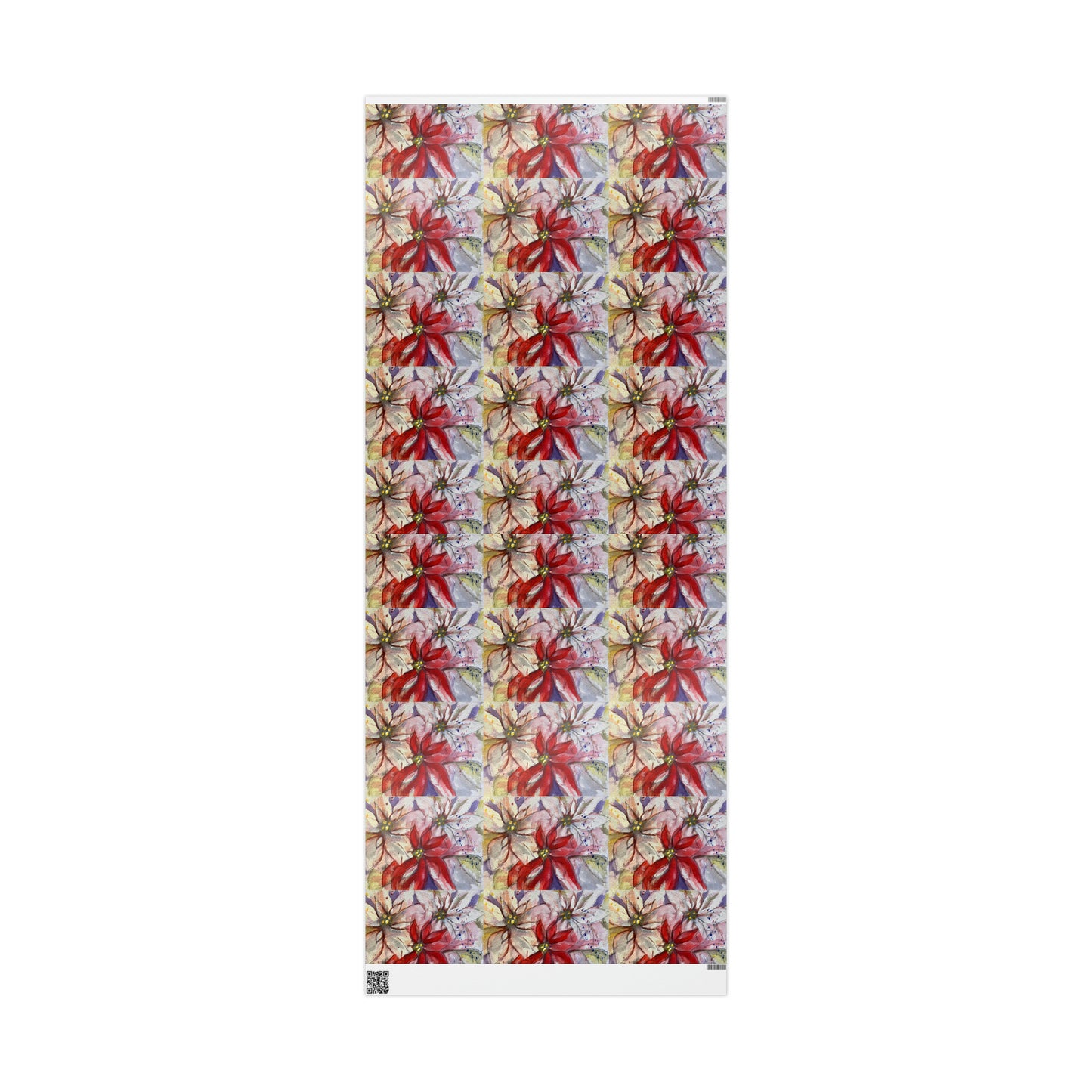 Papier Cadeau Poinsettias rouges et blancs élégants (3 tailles)