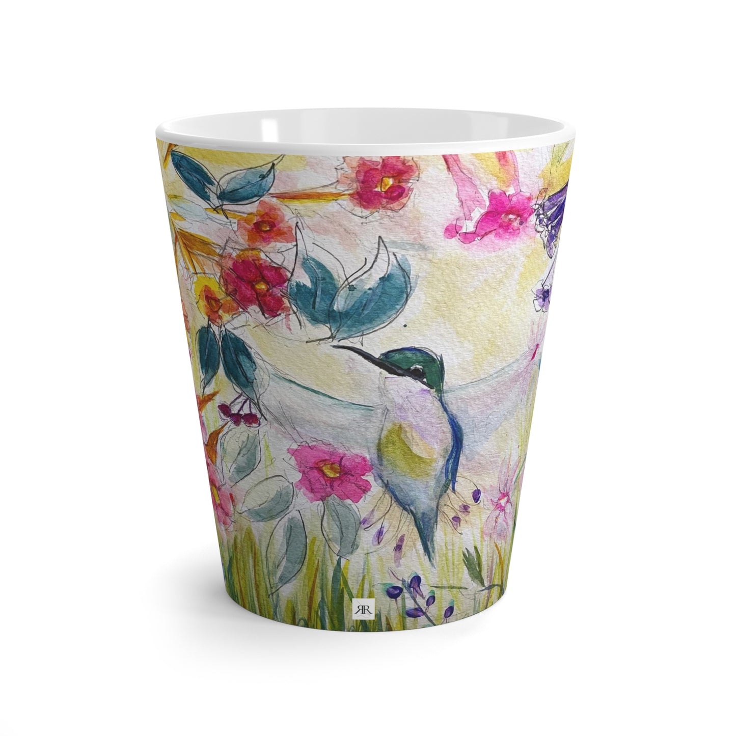 Mug - Hummingbird in a Tube Flower Garden-Made in and Ships from USA