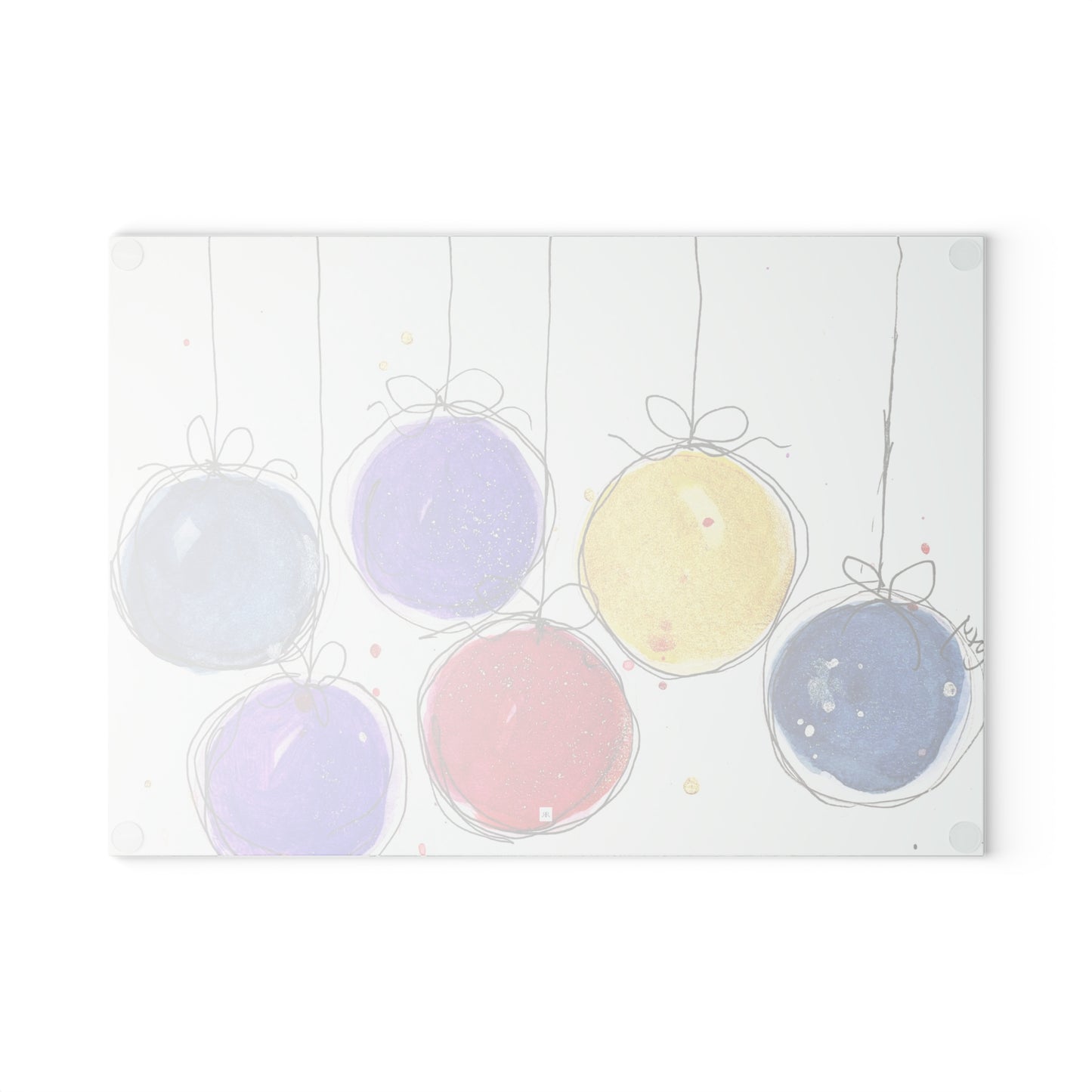 Colorful Christmas Baubles Glass Cutting Board