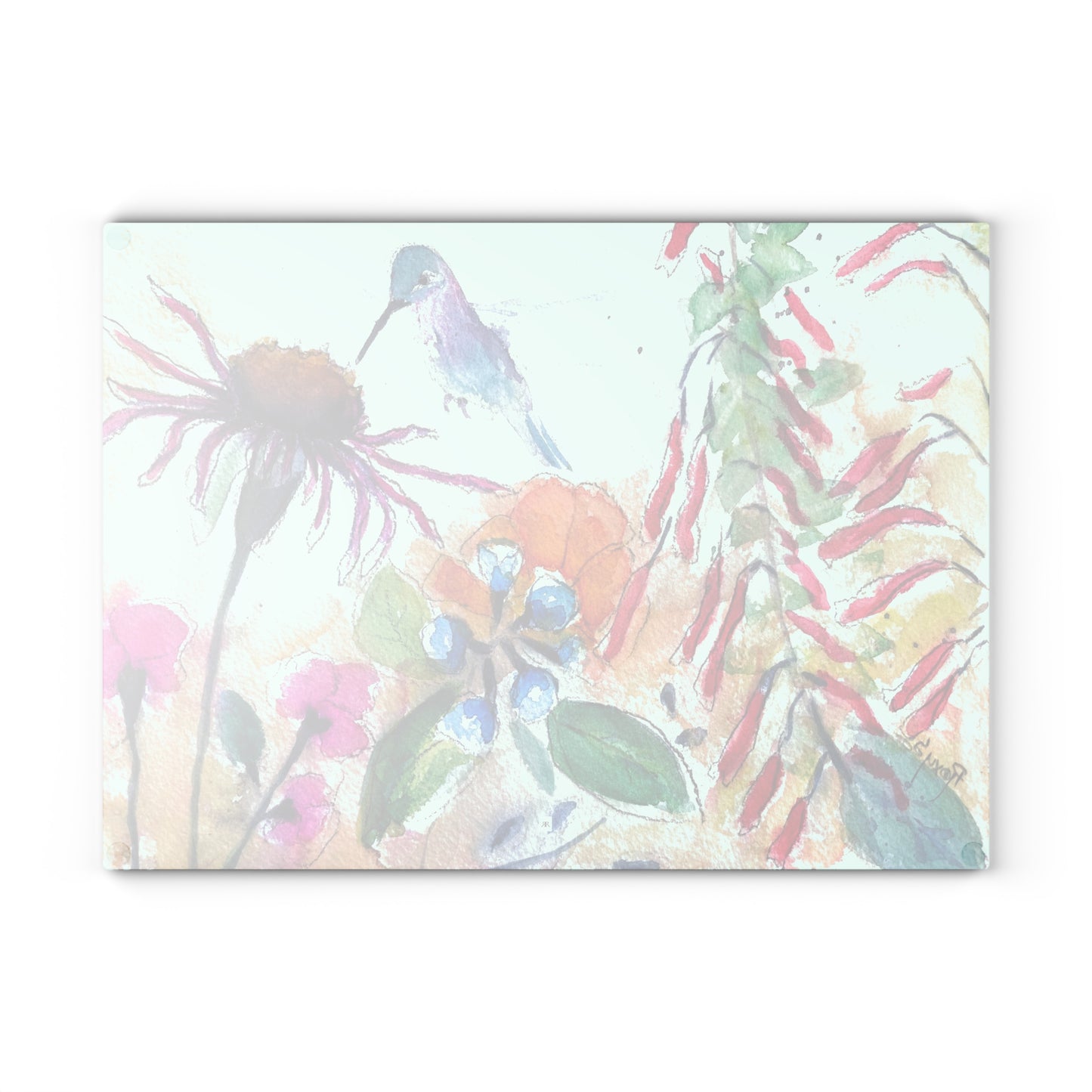Hummingbird in the GardenGlass Cutting Board