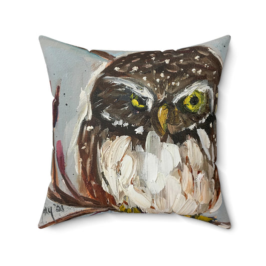 Oreiller carré en polyester filé d’intérieur Pygmie Owl