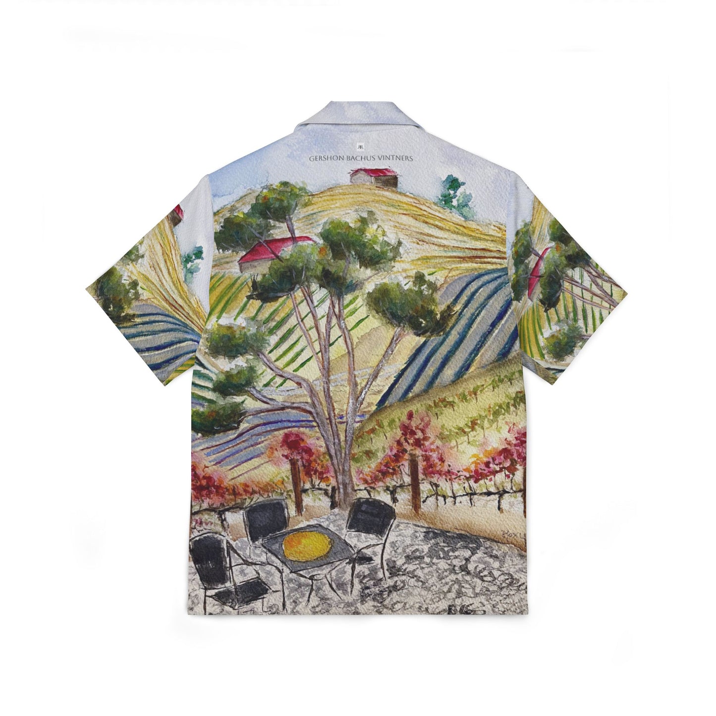 Men's Hawaiian Camp Shirt -Patio View -Gershon Bachus Vintners