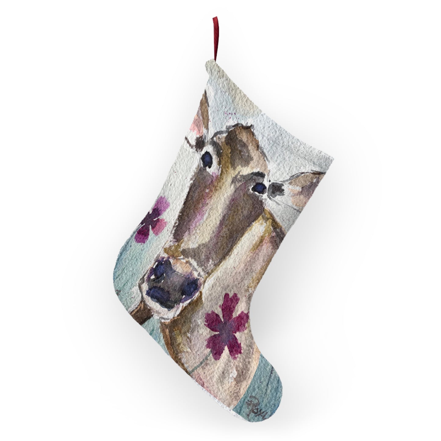 Petals Cow Christmas Stocking