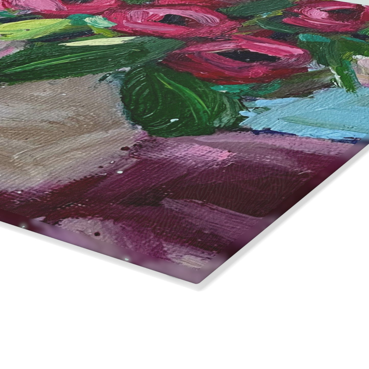 Glass Cutting Board-Blushing Blooms