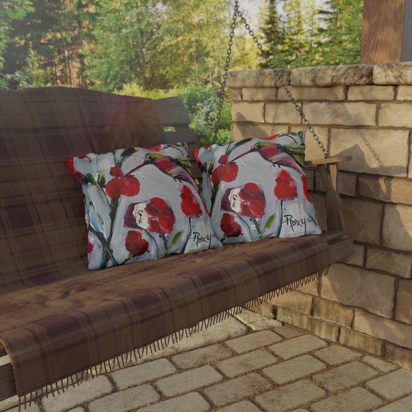 Hotlips Hummingbird Outdoor Pillows