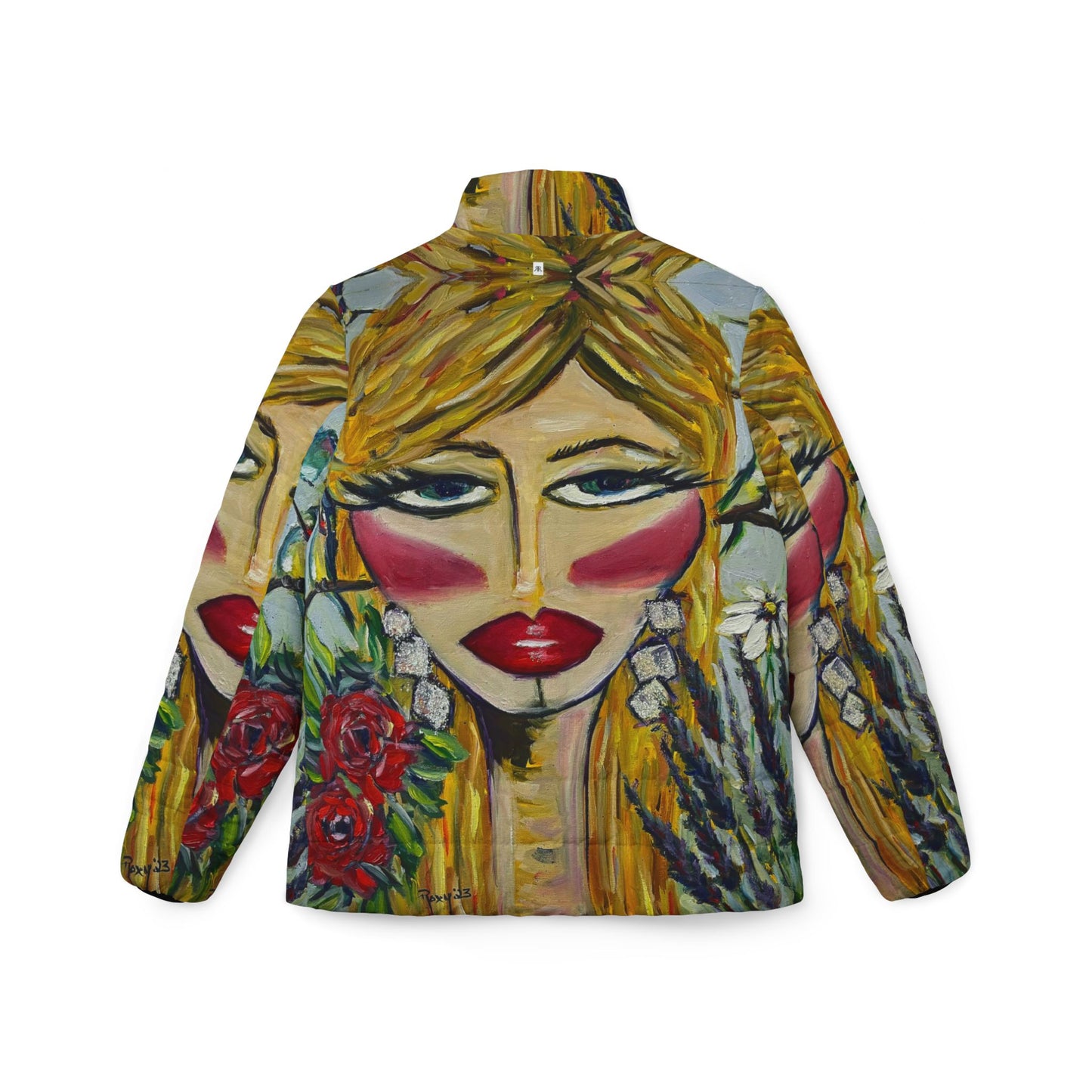 Women's Puffer Jacket - Roxy Rich Fine Art Design-Hummingbird Lady