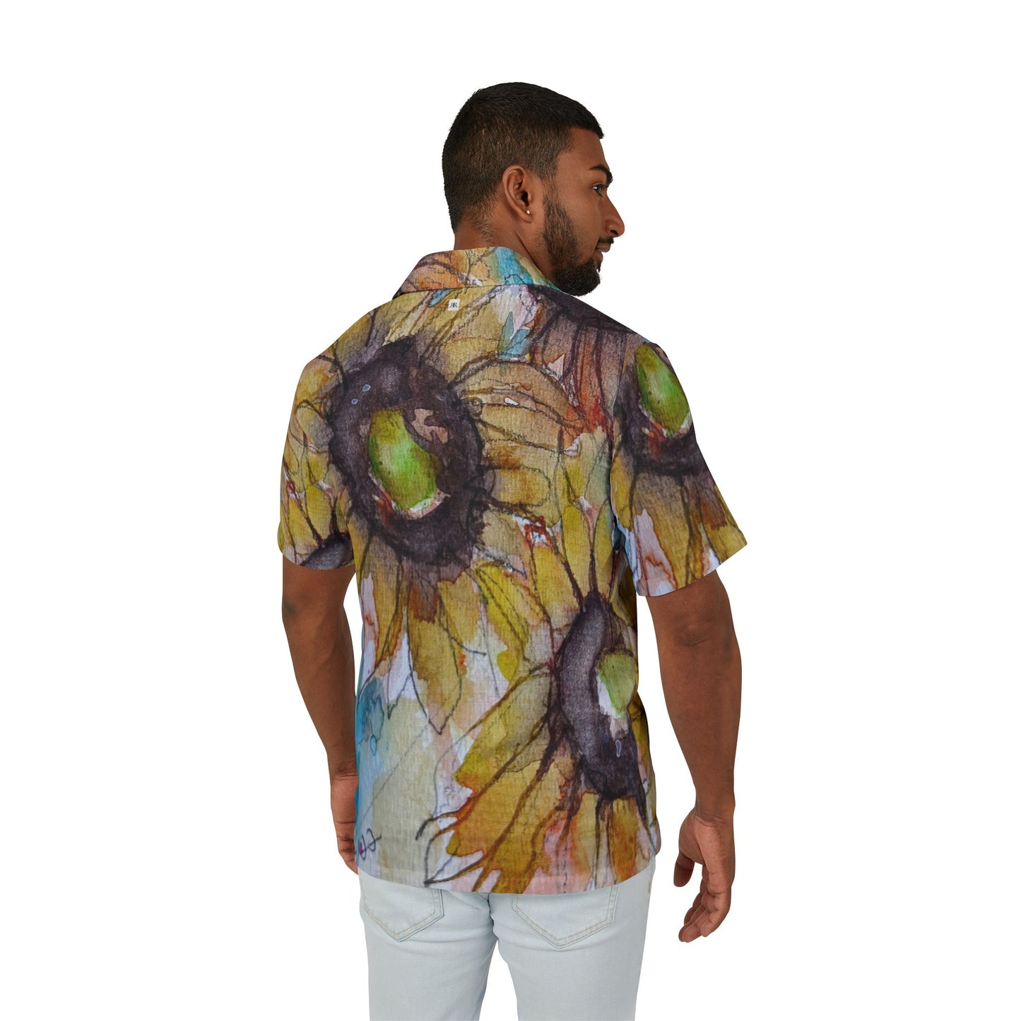 Men's Hawaiian Camp Shirt - Sunflowers by Roxy Rich