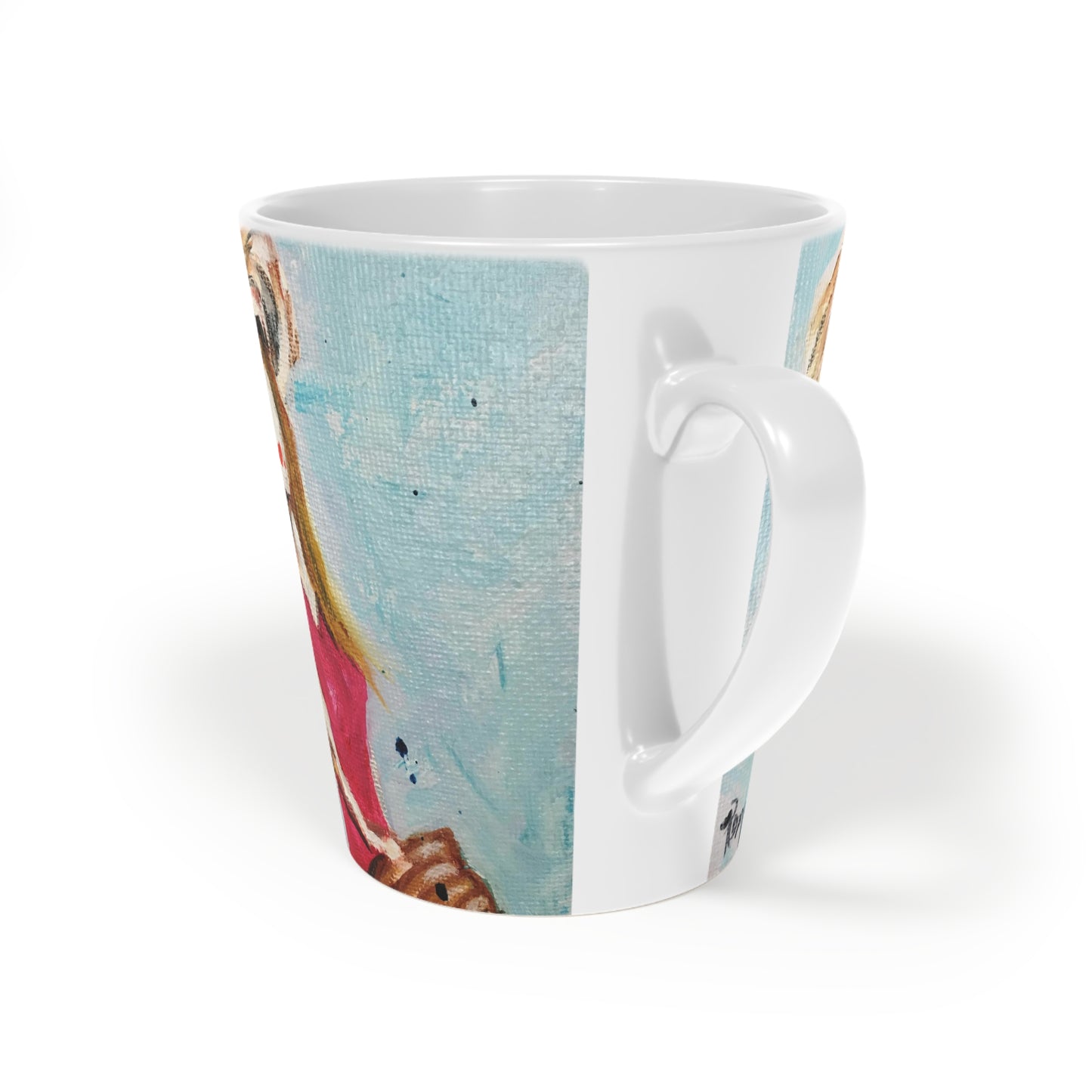 Beach Babe with Striped Summer Hat Latte Mug, 12oz