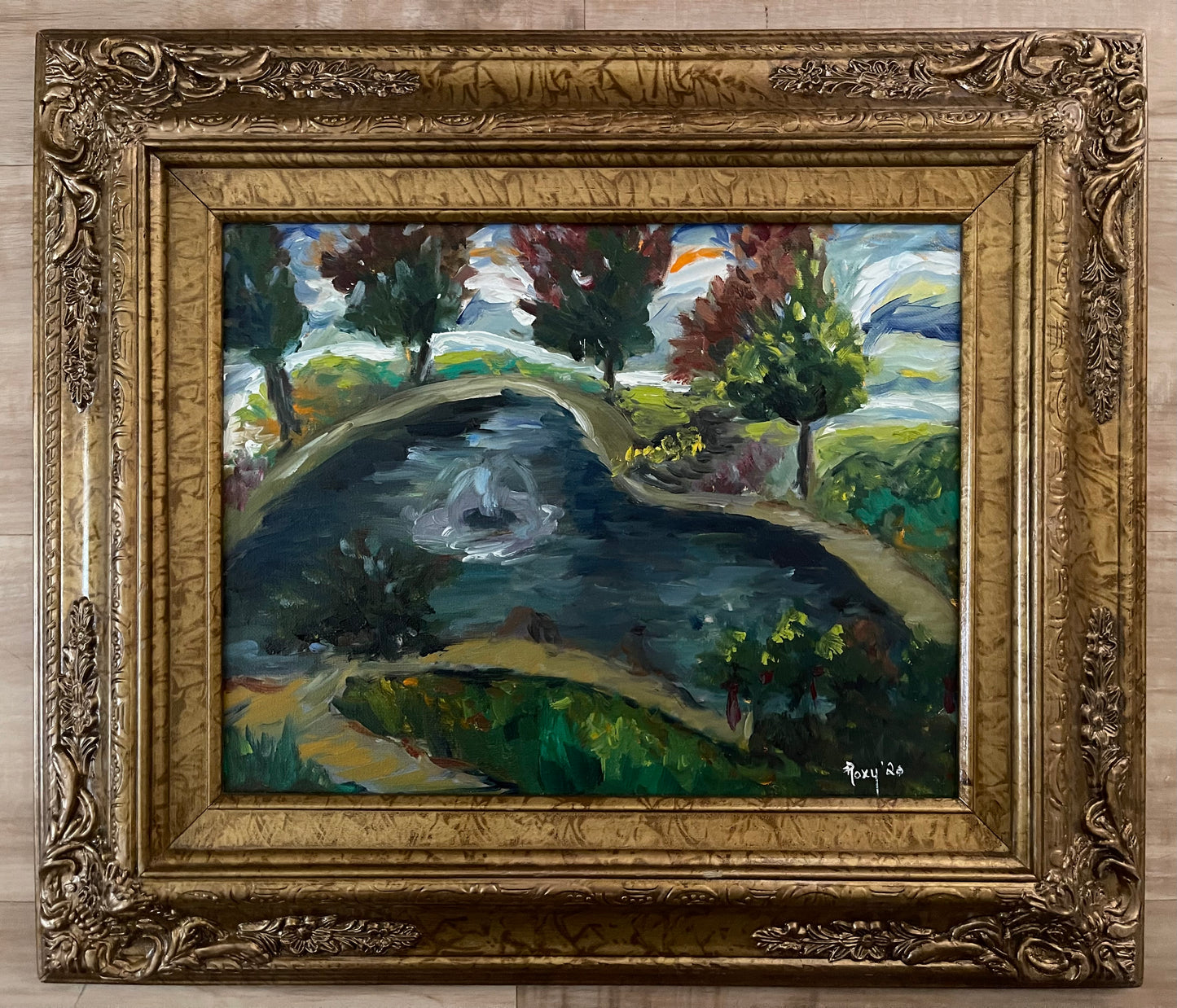 Temecula Duck Pond-Original Oil Landscape Painting Framed