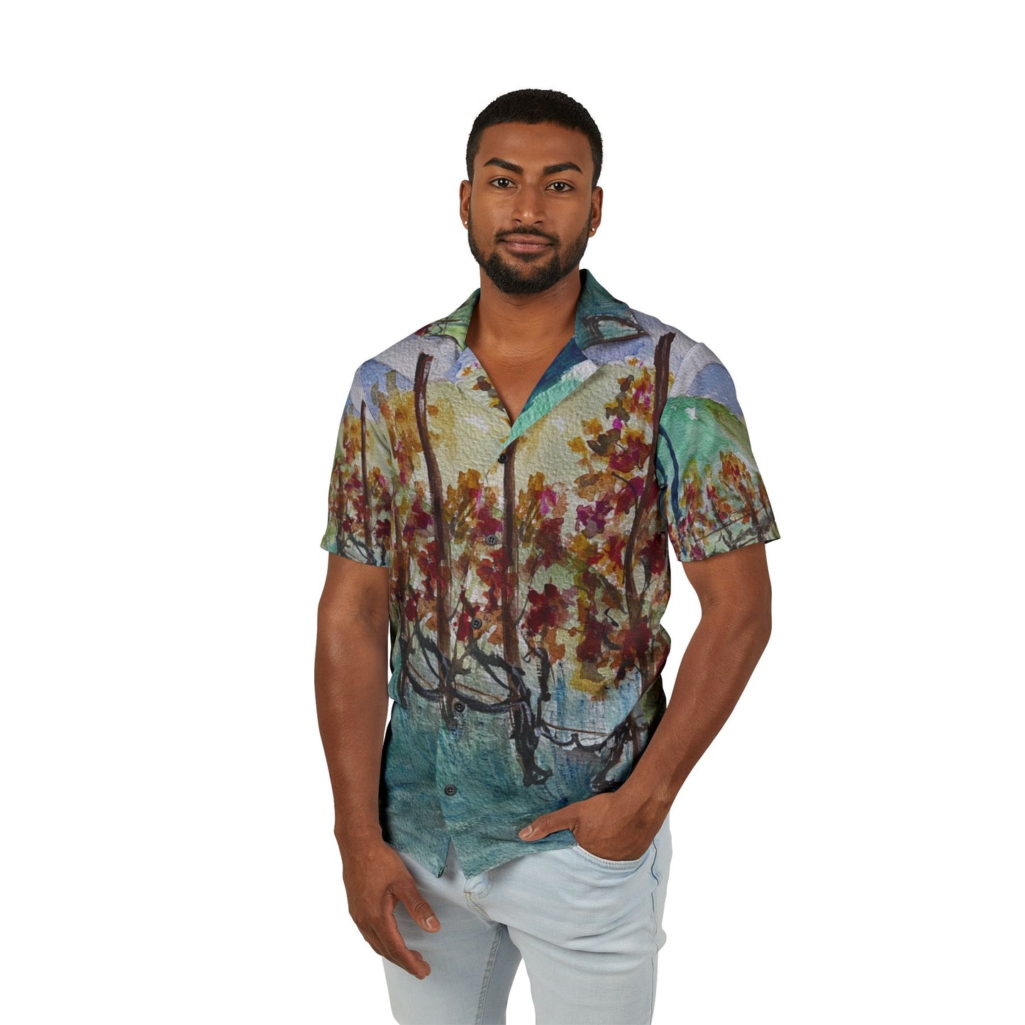 Men's European Fit Hawaiian Camp Shirt -Somerset Vines