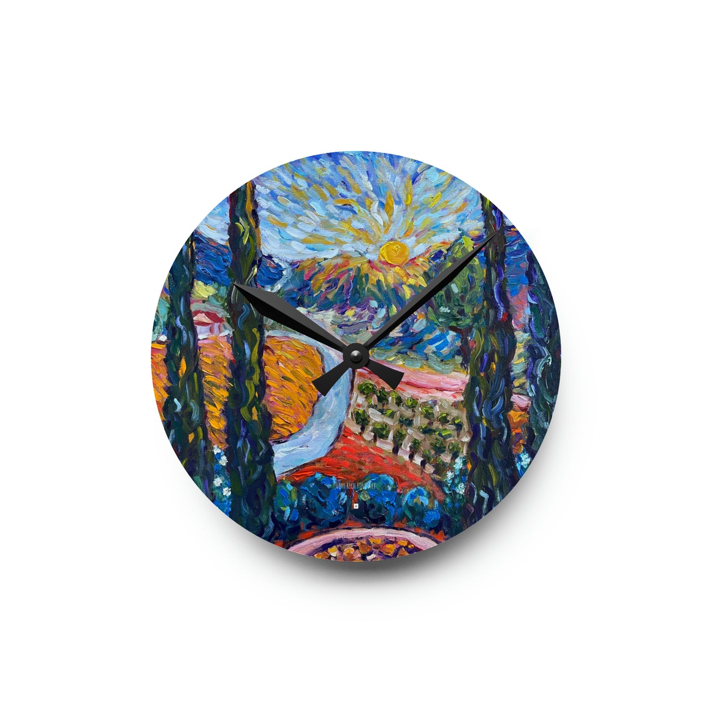 Horloge murale en acrylique cyprès ensoleillés 